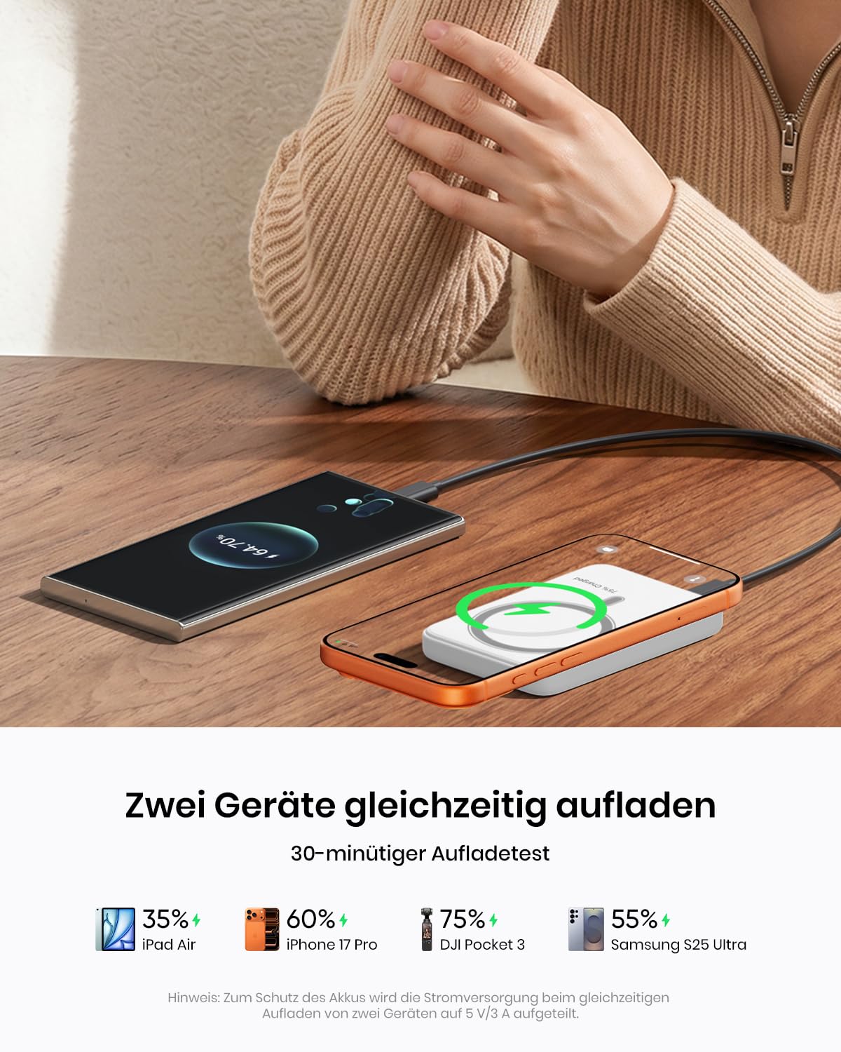 Magnetic Power Bank 10000mAh for iPhone, A ADDTOP Wireless Power Bank - C19PW
