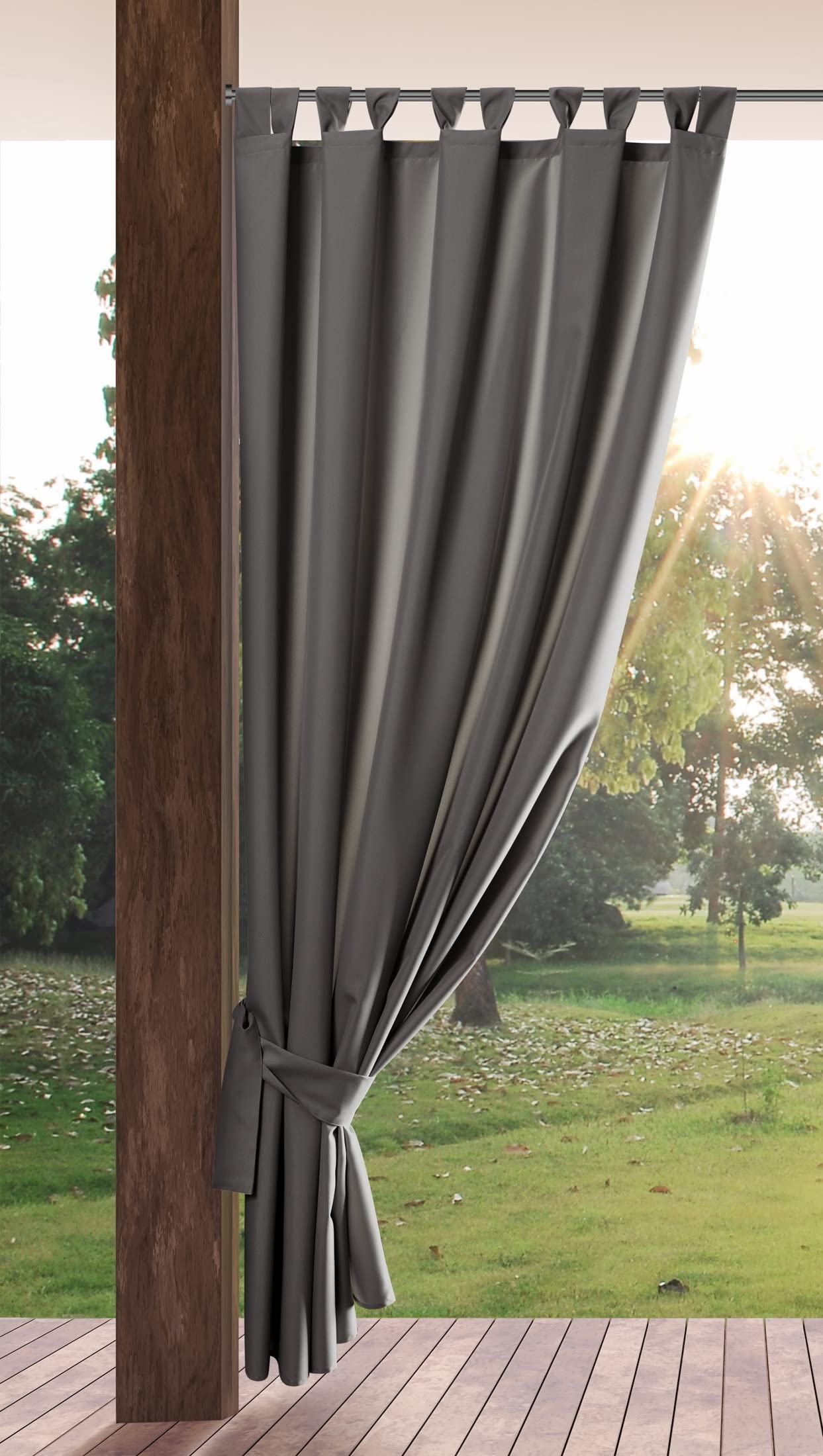 Eurofirany Garden Outdoor Curtain with Velcro Loops, 1 Piece, Opaque & Weatherproof, UV Protection, for Balcony Patio Pergola Gazebo, H240 x W155 cm, Dark Gray - ZAS/GARDEN