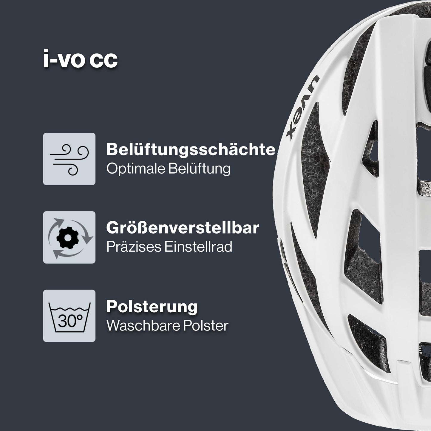 uvex i-vo cc bicycle helmet, white matt, 56-60 cm - S413423
