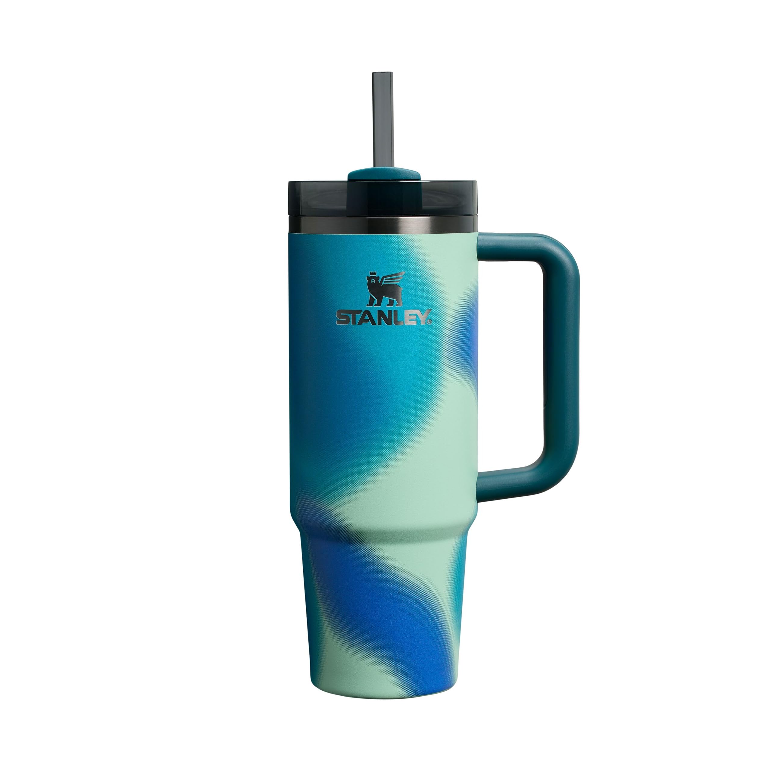 STANLEY 1913 Quencher H2.0 Flowstate Drinking Bottle with Straw 0.89L - Thermo Mug Cools for 9 Hours - 40 Hours Ice Cooled - Thermos Bottle BPA Free - Stainless Steel Drinking Cup - Coastal Teal Motion - 100000115534