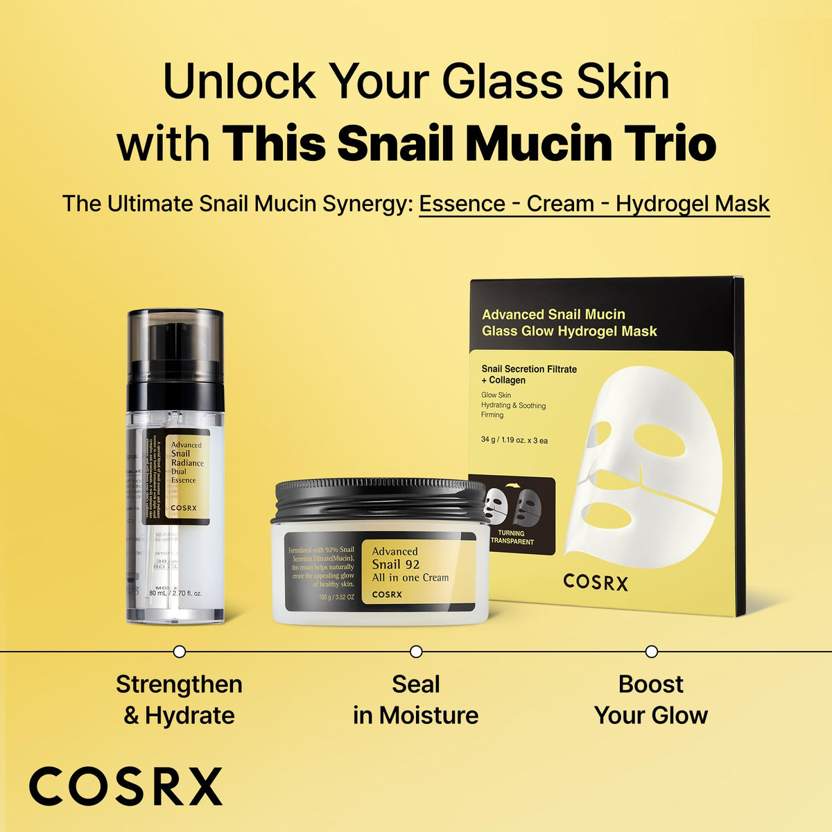 COSRX Niacinamide 5% + Snail Mucin 74% Dual Essence, dark spots & anti-aging face serum for a radiant complexion, hydrating, brightening, Korean skincare, 2.70 fl.oz / 80ml - RLE52053