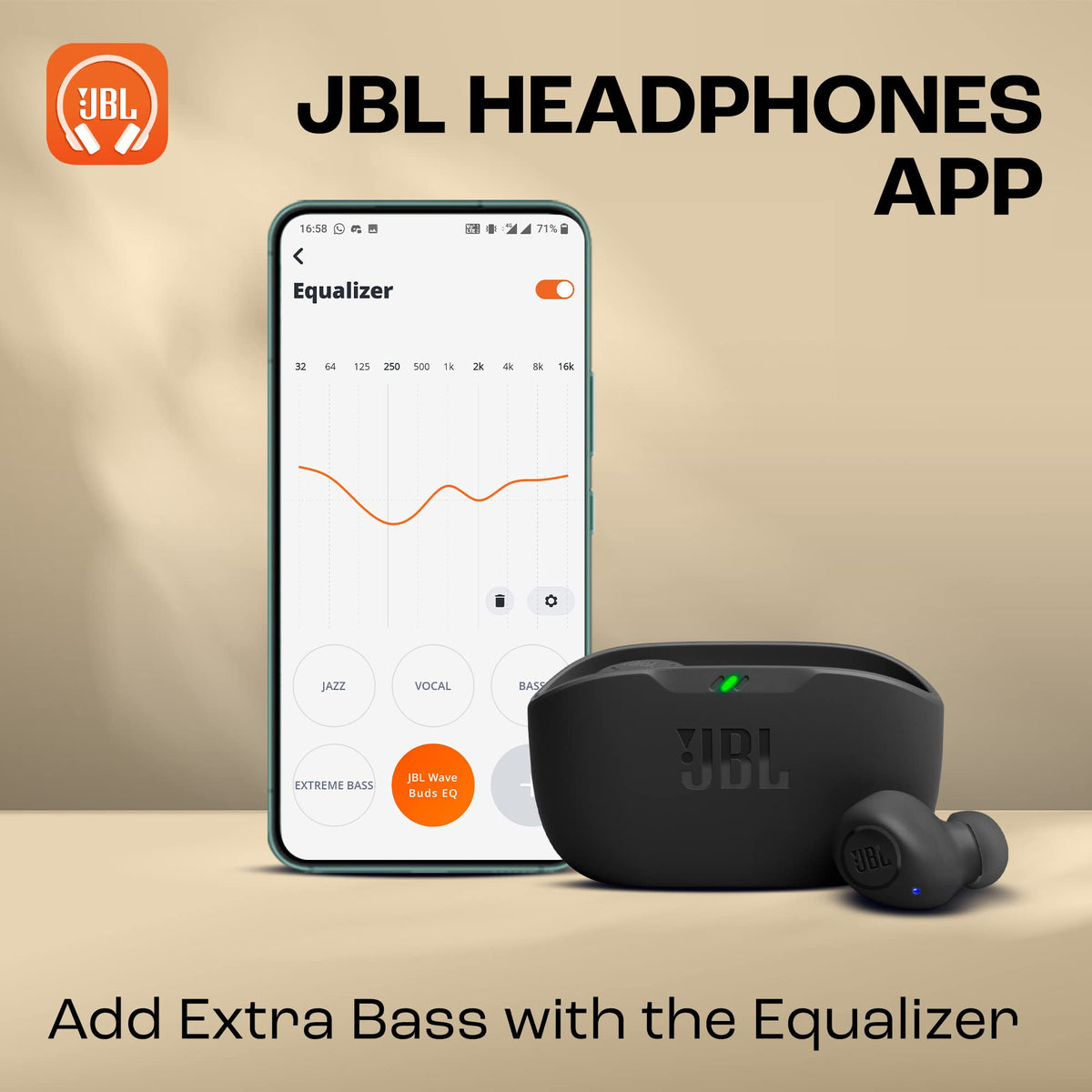JBL Wave Buds – Wireless in-ear headphones with IP54 and IPX2 water resistance – Powerful bass and 32 hours of battery life – Black - JBLWBUDSBLK