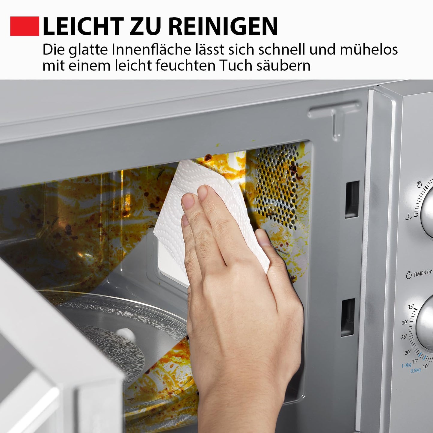 Toshiba solo microwave 20L MW2-MM20PE(SL), freestanding microwave, 700W, 5 power levels with practical defrost function, LED lighting in the interior, silver