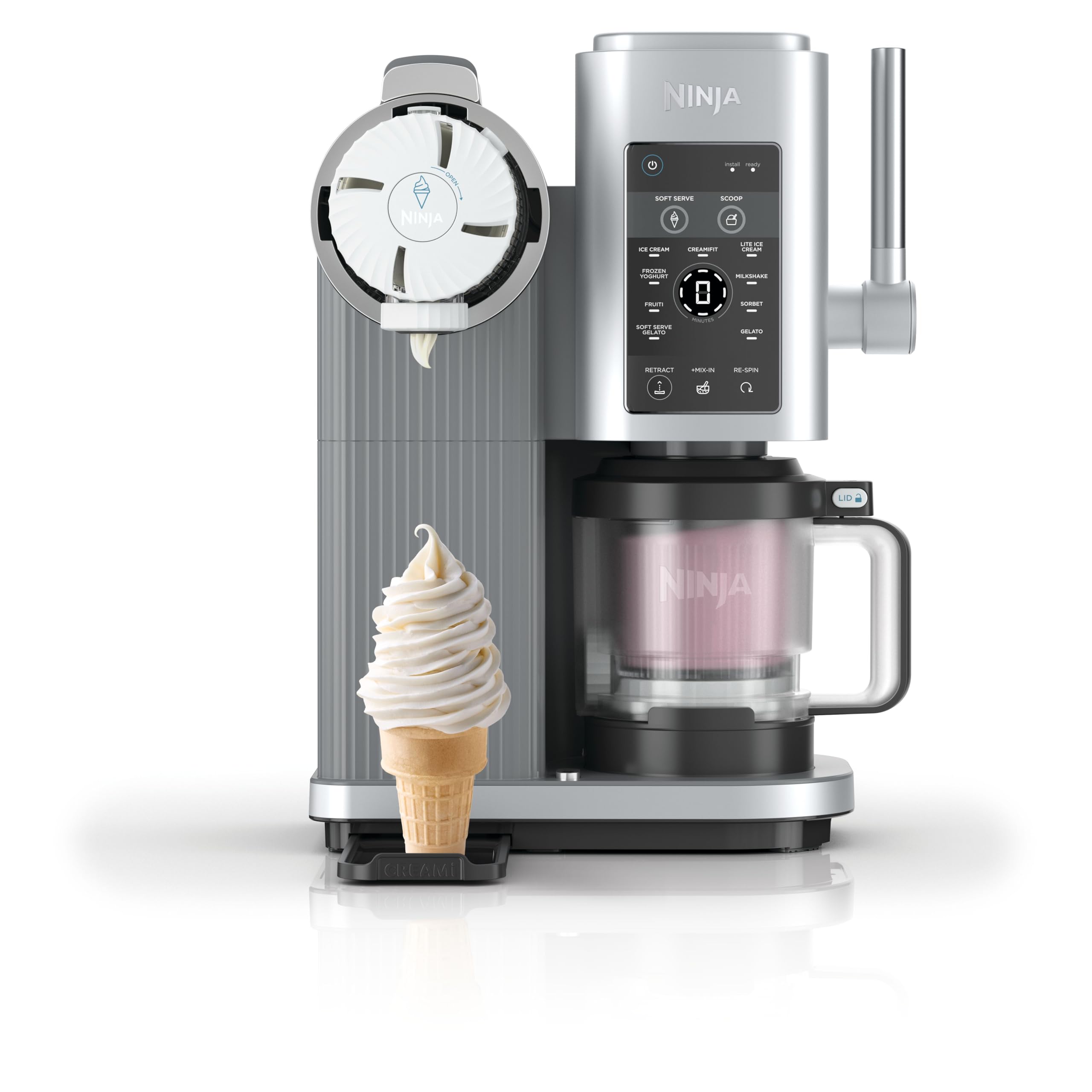 Ninja CREAMi Scoop & Swirl Ice Cream Maker with 2 Containers, 13 Functions, for Ice Cream, Soft Serve, Gelato, Sorbet, Milkshakes and More, with Mix-In Function, Platinum Silver, NC701EU