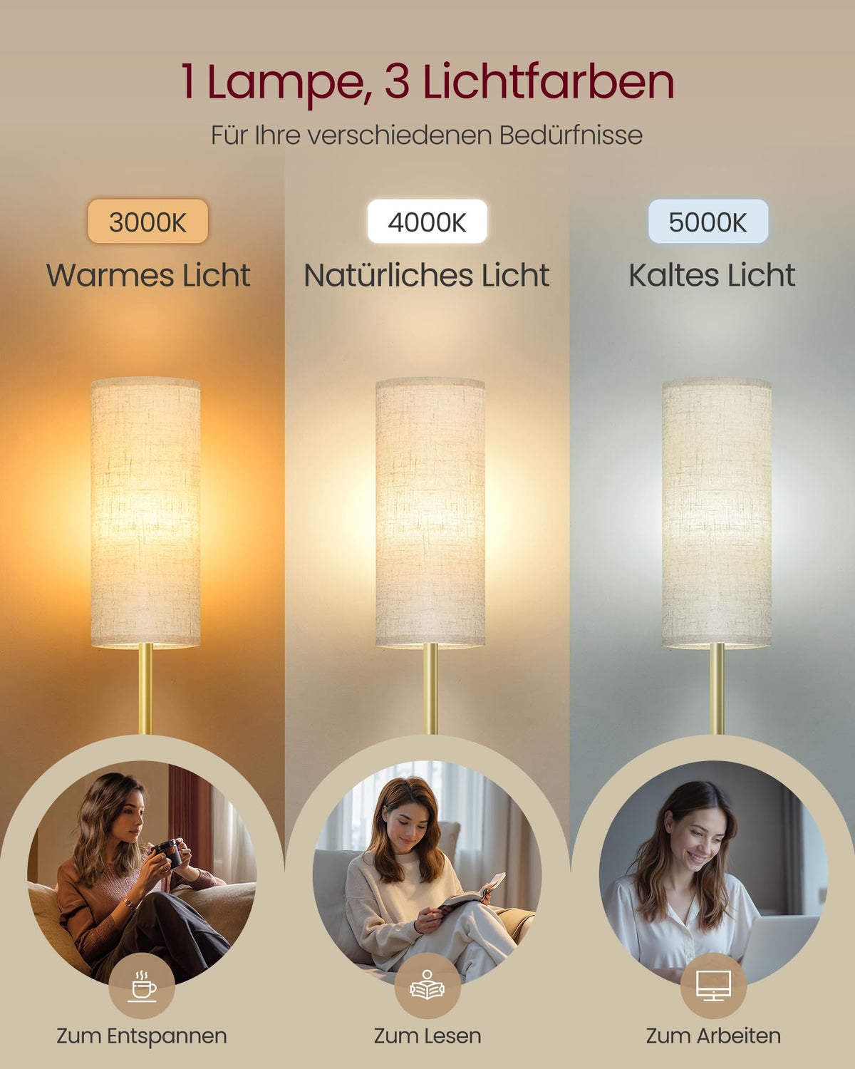 VASAGLE lampă de podea living, 148 cm lampă de citit - LFL022BD02