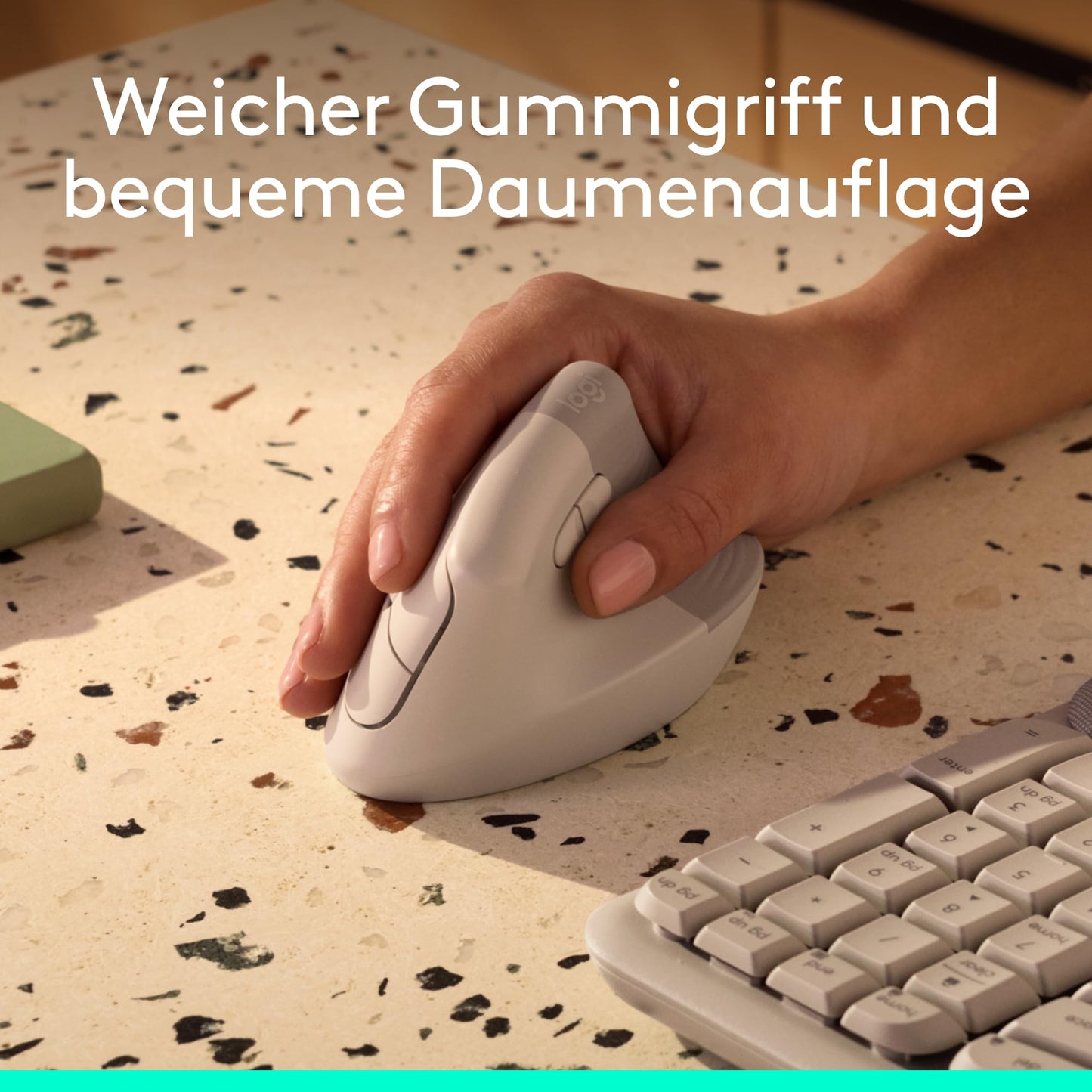 Logitech Lift Vertical Ergonomic Mouse, Wireless, Bluetooth or Logi Bolt USB Receiver, Quiet Clicks, 4 Buttons, Compatible with Windows/macOS/iPadOS, Laptop, PC - Sand - 910-007771