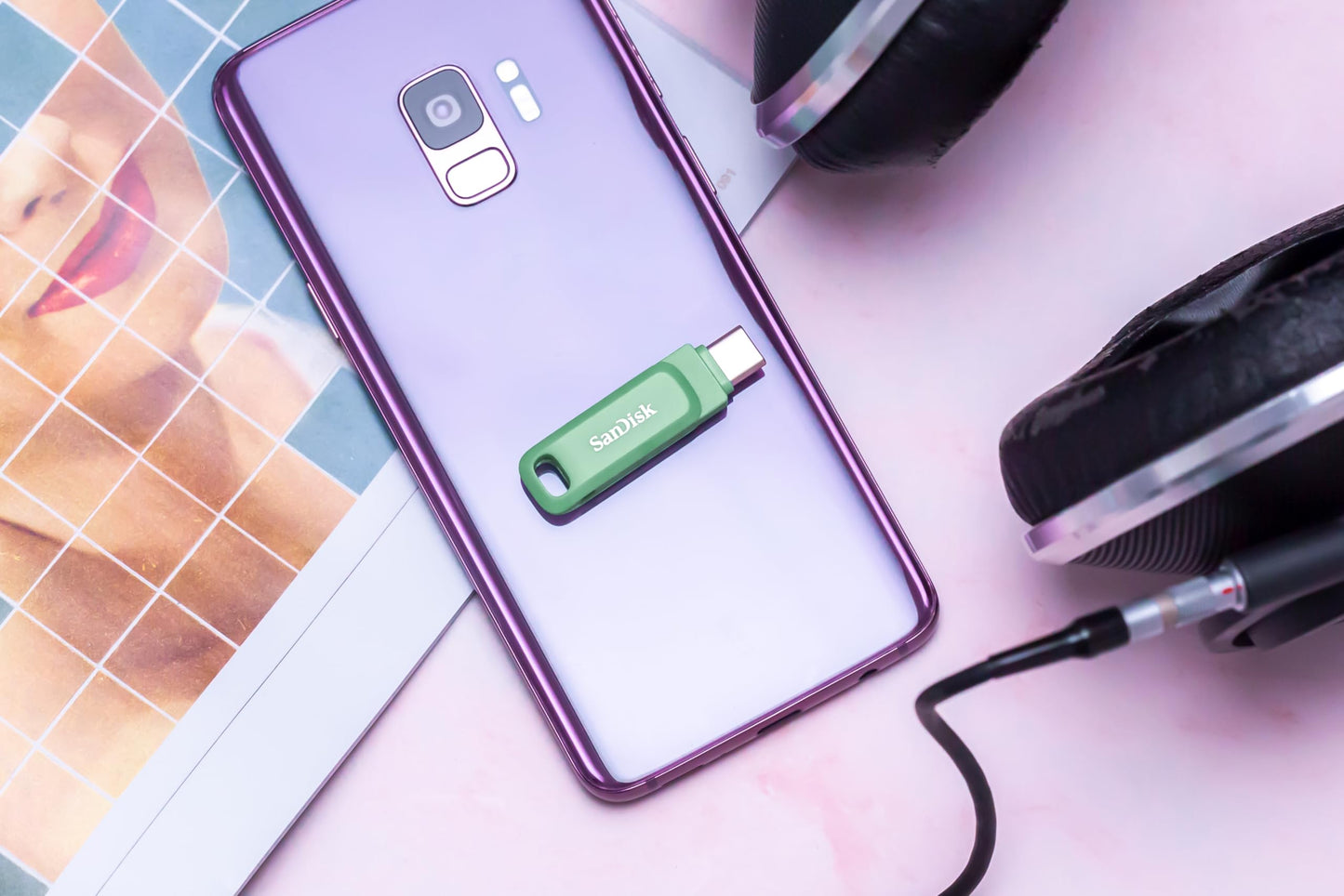 SanDisk Ultra Dual Drive Go USB Type-C 64 GB (Android smartphone memory, USB Type-C port, 150 MB/s reading speed, can be used as a key fob) Absinthe Green - SDDDC3-064G-G46AG