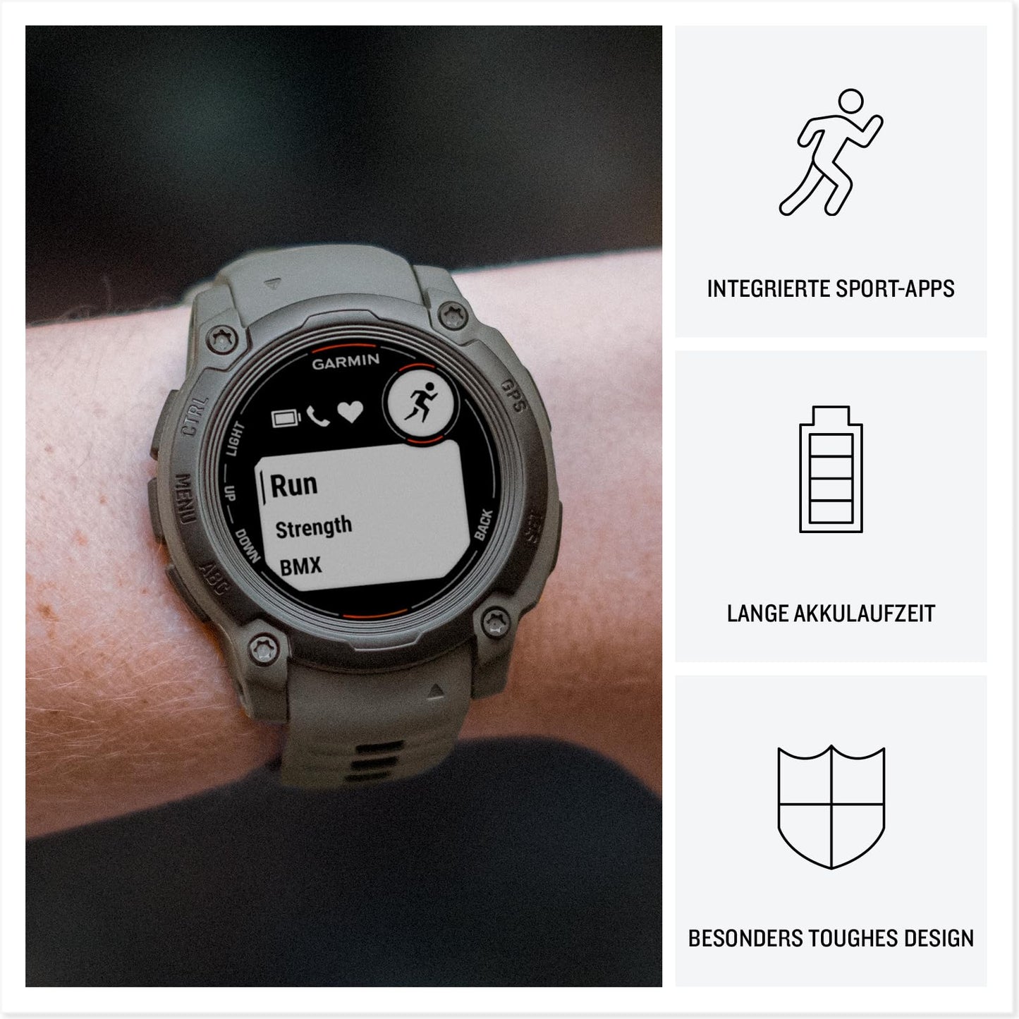 Garmin Instinct E 40mm – GPS multisport smartwatch, 0.86" display, up to 14 days battery life, 60+ sports apps, coach, multi-satellite reception, notifications - 010-02932-01