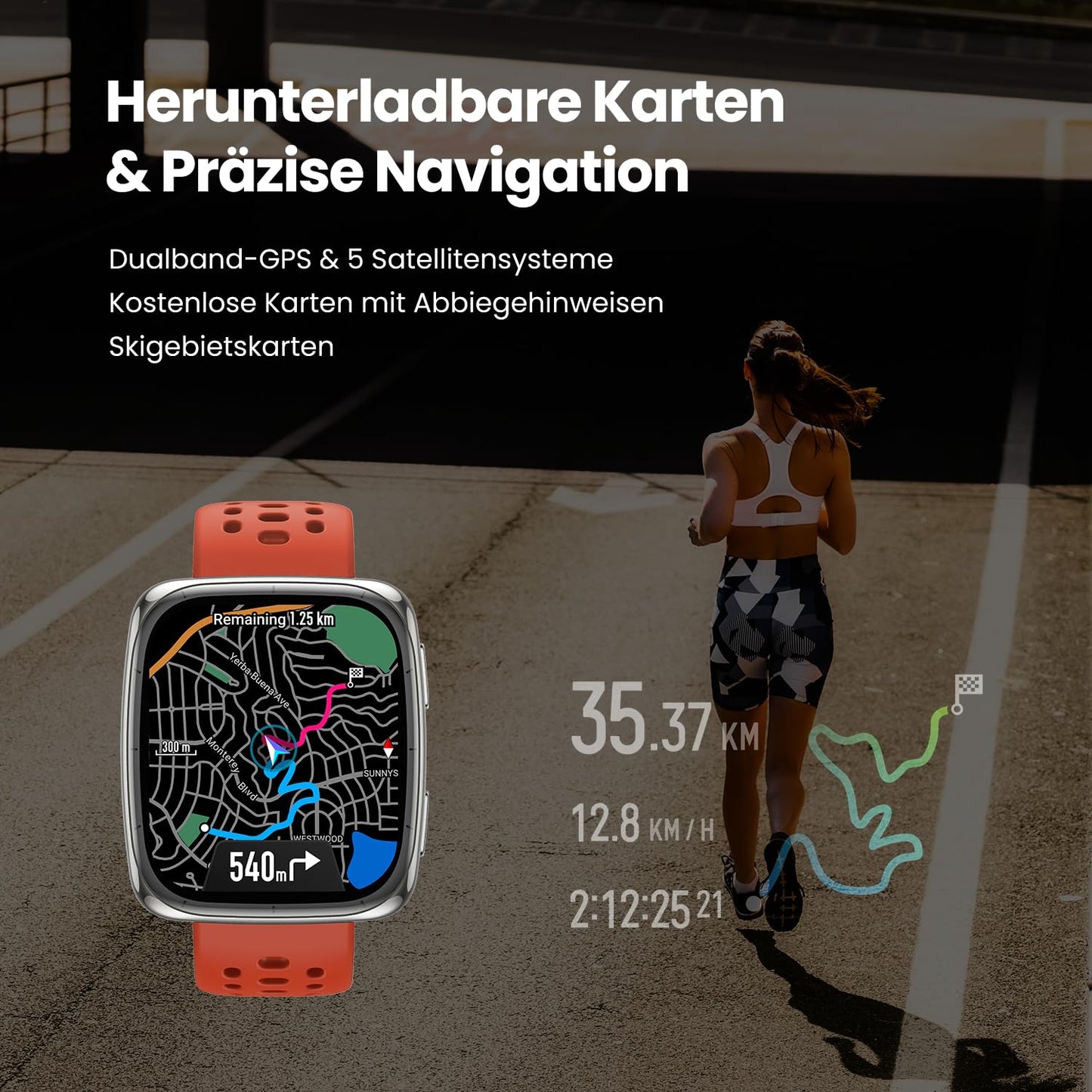 Amazfit Active 2 Smartwatch 43mm 1.75" AMOLED display, offline maps with GPS, 10 days battery, 160+ sports modes, waterproof, heart rate & sleep tracker for Android & iPhone, black leather strap