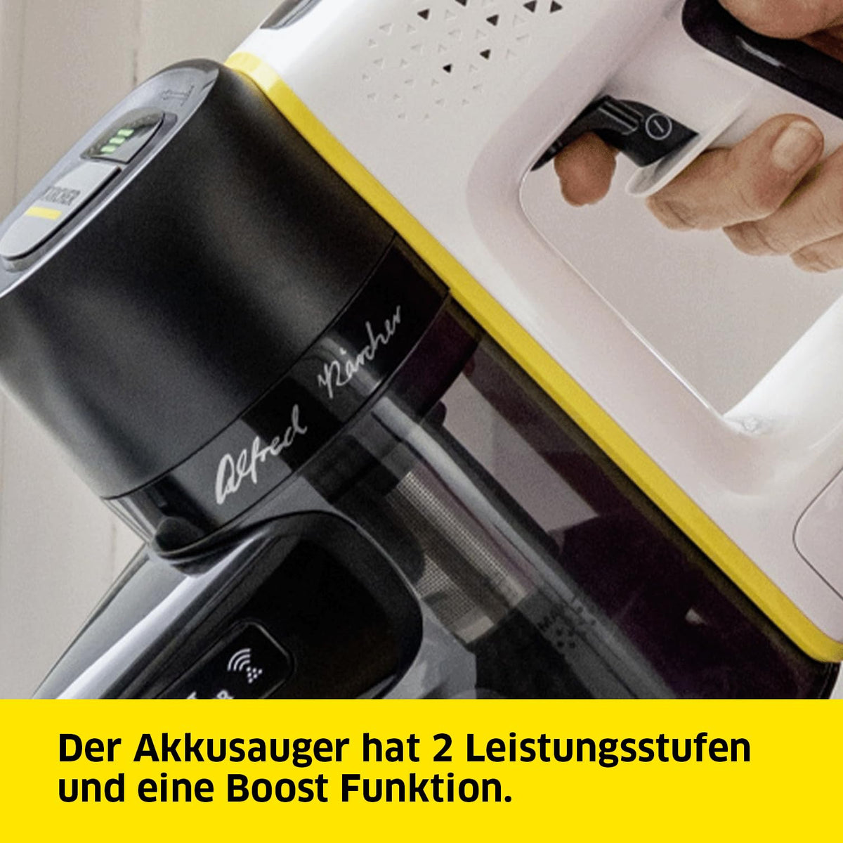 KÄRCHER Cordless Vacuum Cleaner VC 7 Signature Line, 2 suction levels, runtime: up to 60 min., weight: 2.6 kg, includes 25.2 V battery, wall mount with charging function, floor and crevice nozzle, white - 1.198-750.0