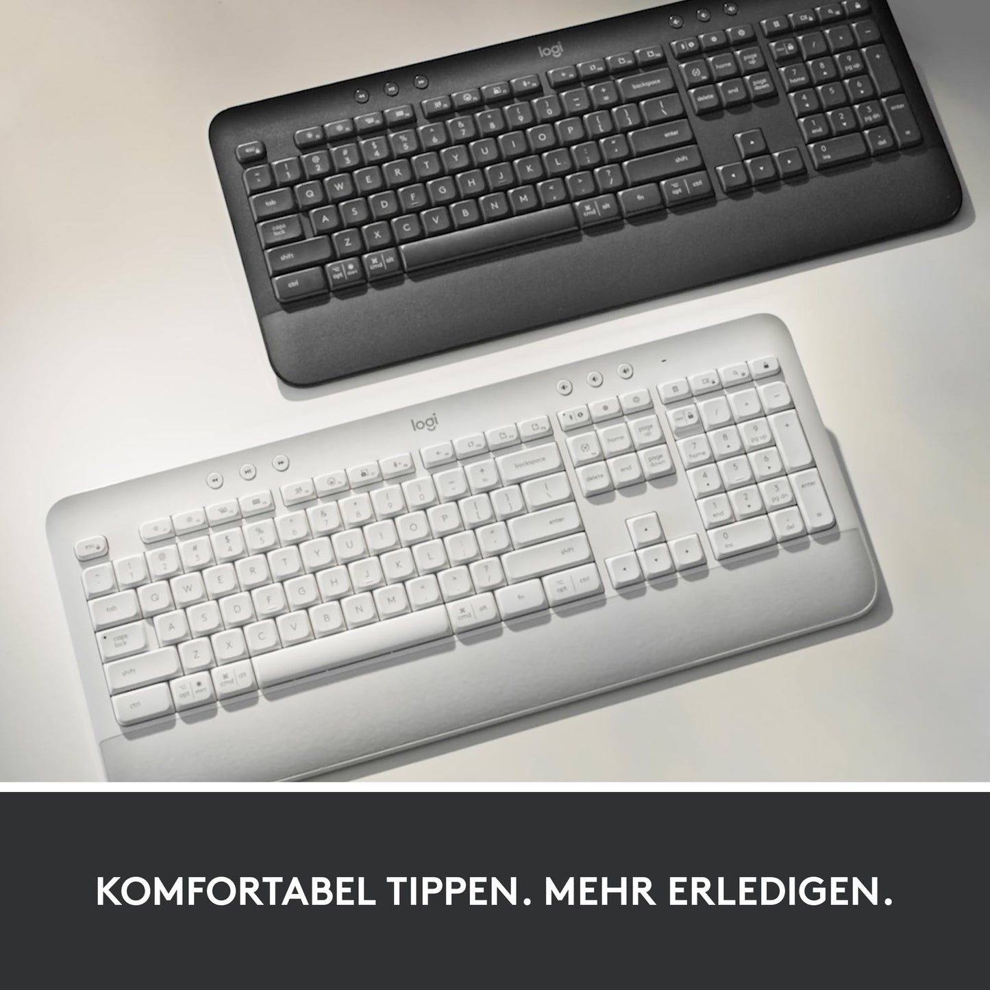 Logitech Signature K650 Comfort wireless keyboard with wrist rest, BLE Bluetooth/Logi Bolt USB receiver, soft-touch keyboard, Numpad, PC/Windows/Mac, German QWERTZ - Gray - 920-010913