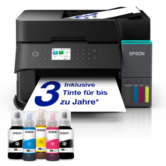 Epson EcoTank ET-3950 ink tank printer | for the home office | WiFi | A4 | Duplex printing, copying, scanning | 6.1 cm LCD display | 30-sheet ADF | Includes ink for up to 3 years