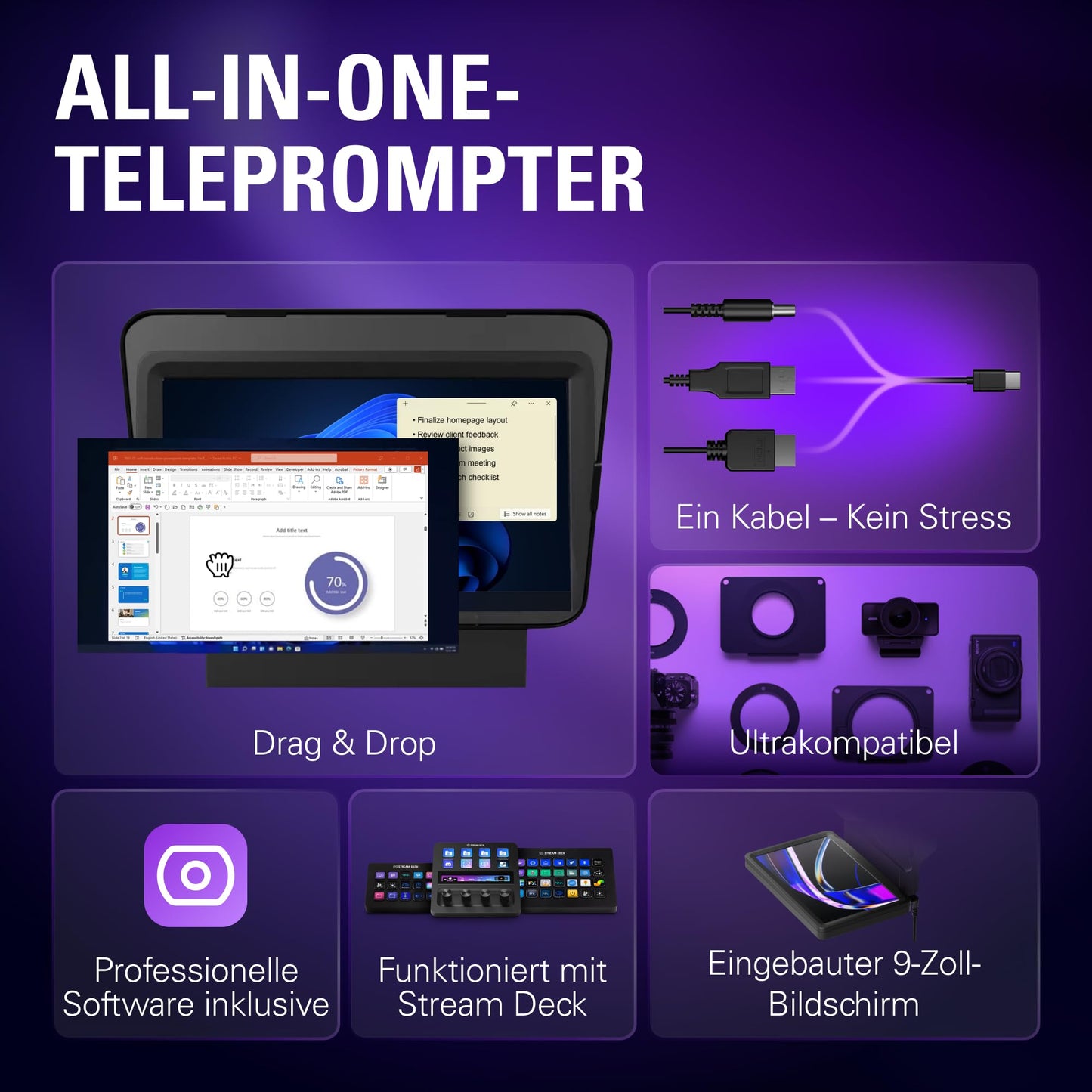 Elgato Prompter, teleprompter with integrated screen - 20WAD9901