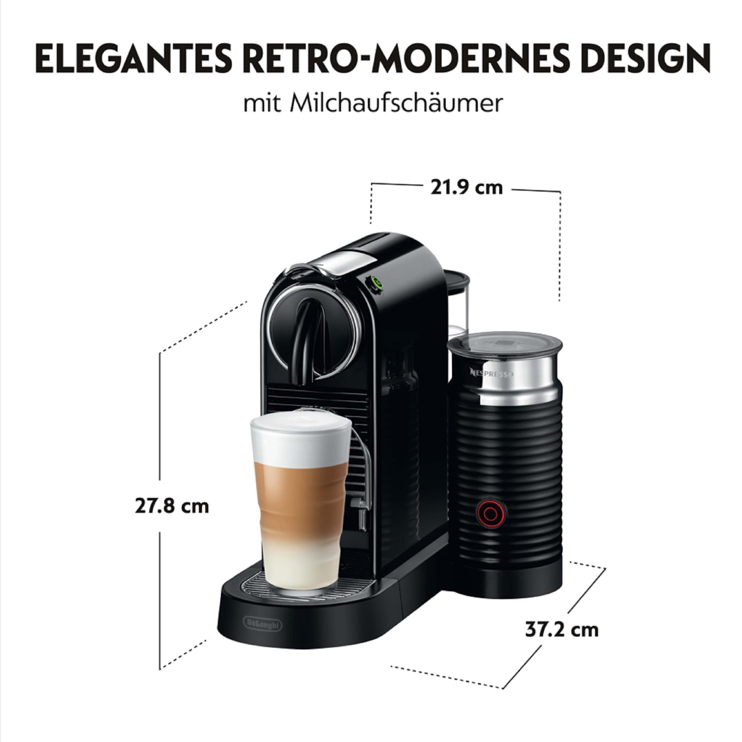 De'Longhi Nespresso Citiz EN267.WAE coffee machine with milk frother, energy saving function, black - EN267.BAE