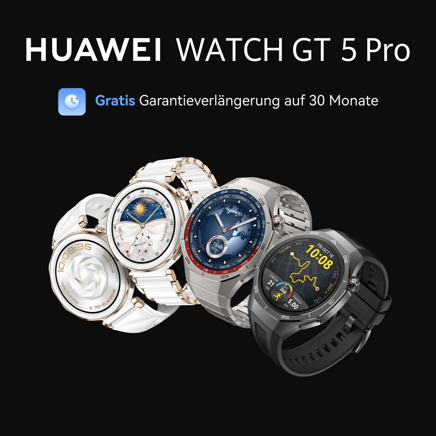 HUAWEI Watch GT 5 Pro Smartwatch, GPS, Health Watch with ECG, Artistic Design, Sports Data Analysis for Runners & Cyclists, Up to 7 Days Battery Life, Compatible with iOS & Android, 42 mm, White