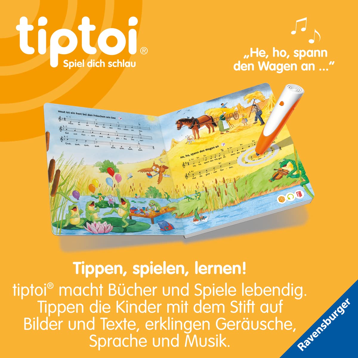 Ravensburger tiptoi Starter Set Plus 00159: Pen and book My most beautiful children's songs - Plus charging station - Learning games for children from 3 years - Toys from 3 years