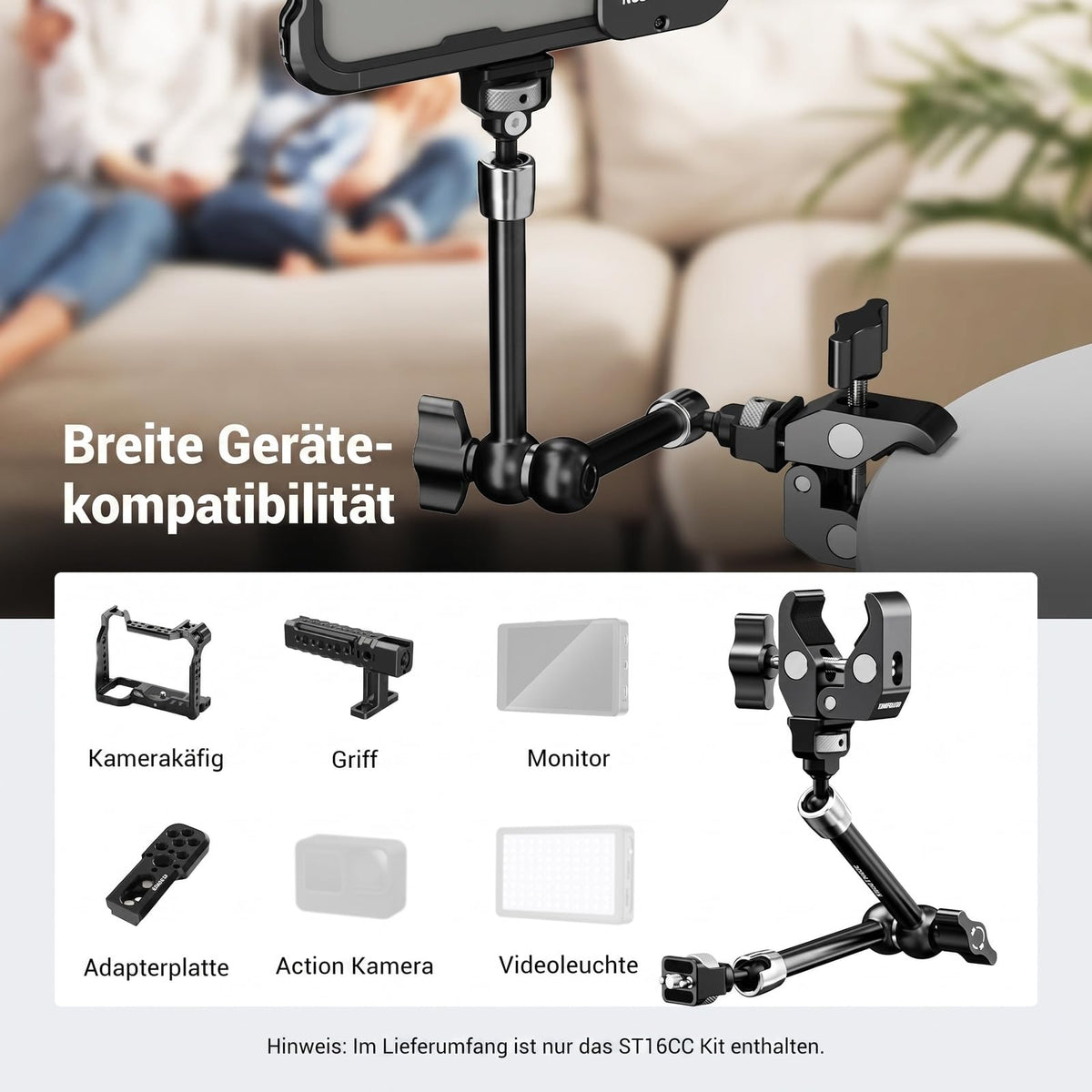 NEEWER 11" Articulating Magic Arm Clamp Mount with Super Clamp, ST16C