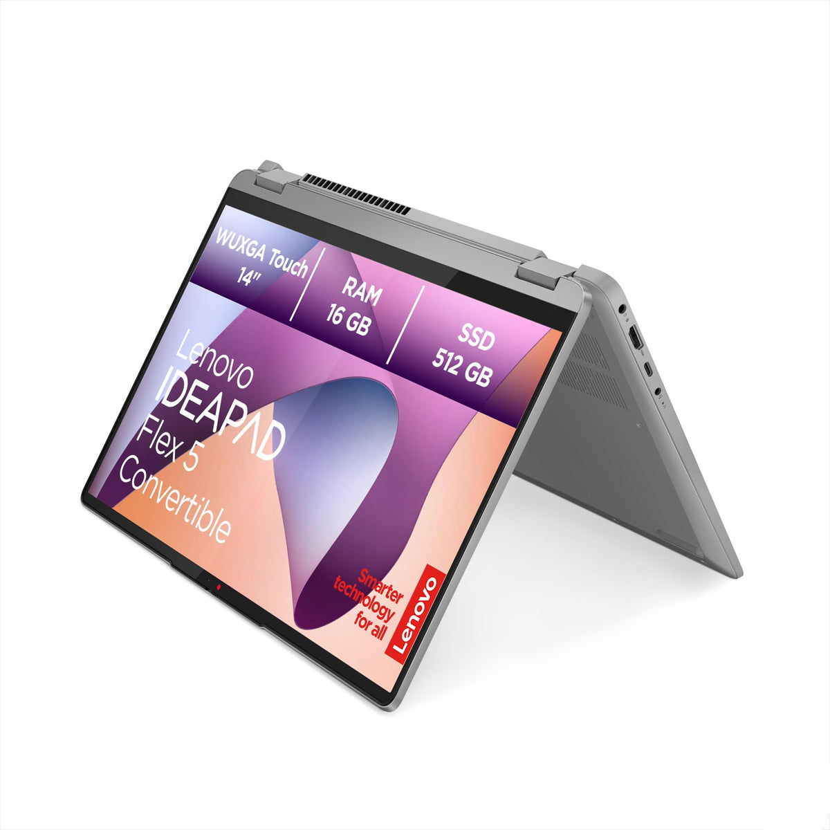 Lenovo IdeaPad Flex Convertible 5 Laptop | Display WUXGA de 14" | AMD Ryzen 7 7730U | 16GB RAM | 512GB SSD | Grafică AMD Radeon | Windows 11 Home | QWERTZ | gri | 3 luni Premium Care - 82XX0003GE