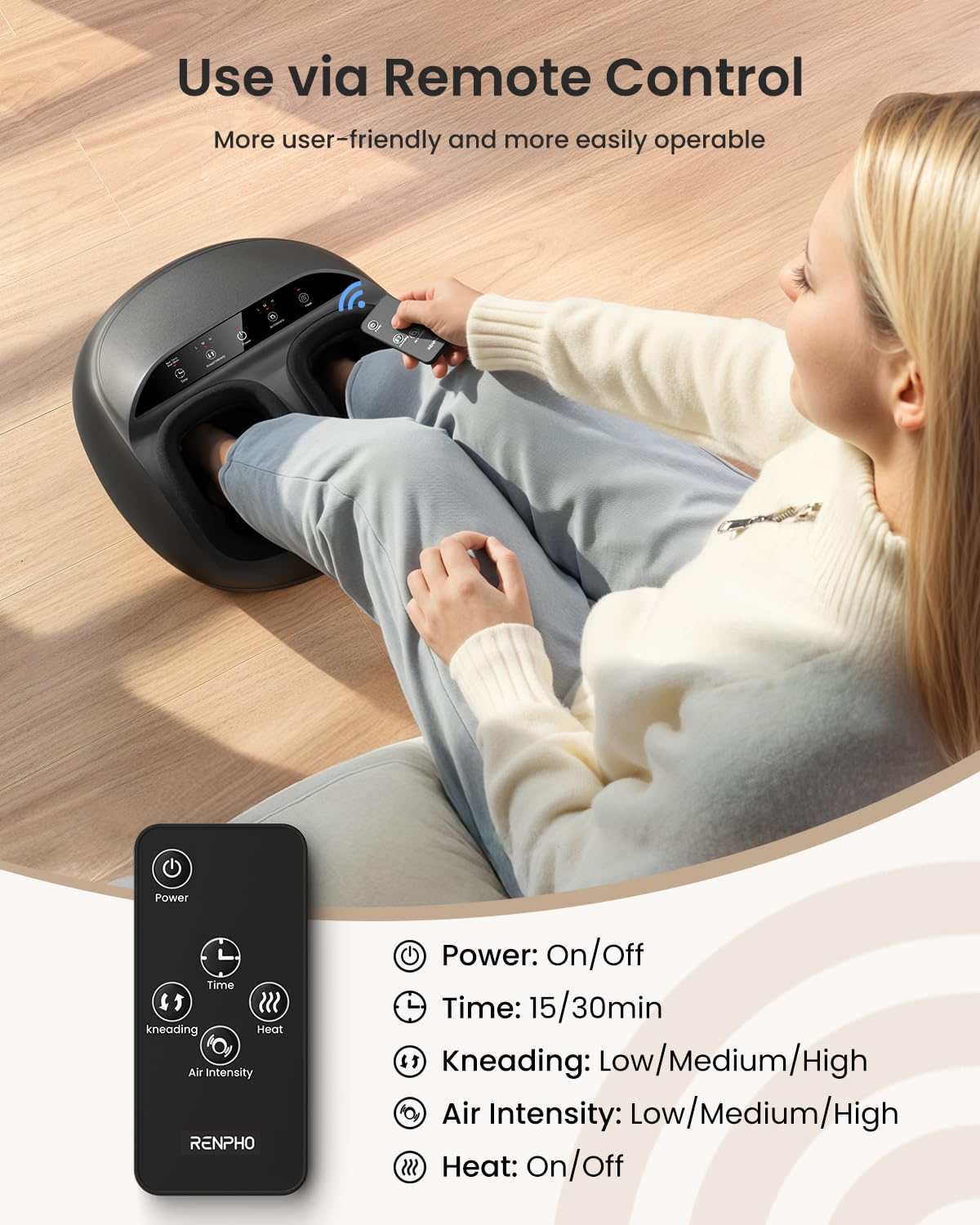 RENPHO Fußmassagegerät 2026 Nou, aparat de masaj pentru picioare electric cu încălzire - RF-FM059R