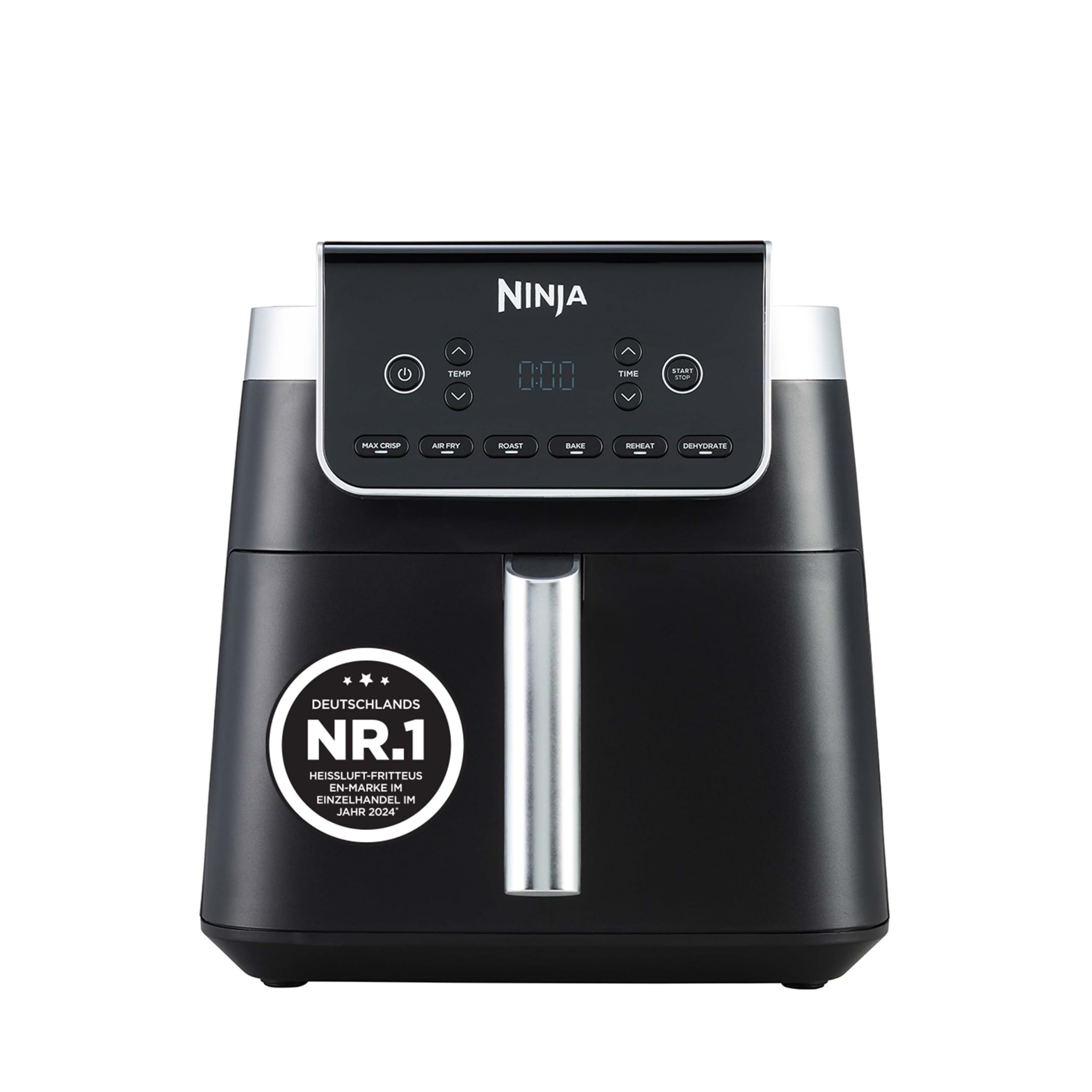Ninja Air Fryer Hot Air Fryer MAX PRO, 6.2L, Non-Stick Coating, Dishwasher Safe Basket and Crisper Grid Insert, Oil-Free Fryer, Digital, Cooking from Frozen, Gray, AF180EU