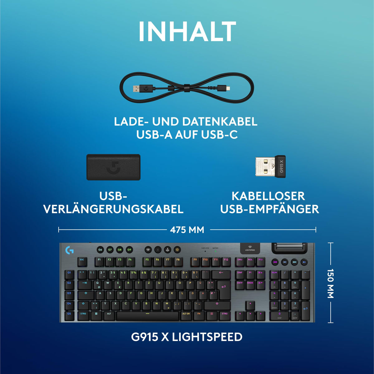 Logitech G G915 X LIGHTSPEED - Wireless, low-profile gaming keyboard - 920-012697