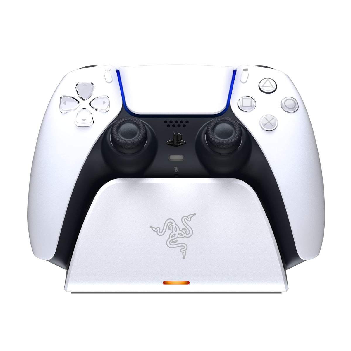 Razer Fast Charging Station - Fast charging station for PS5 wireless controllers (Fast charging, Curved shell design, One-handed operation, Charging via USB) White - RC21-01900100-R3M1
