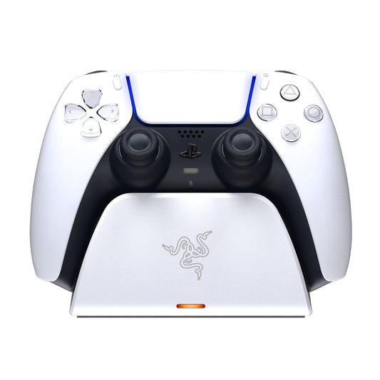 Razer Fast Charging Station - Fast charging station for PS5 wireless controllers (Fast charging, Curved shell design, One-handed operation, Charging via USB) White - RC21-01900100-R3M1