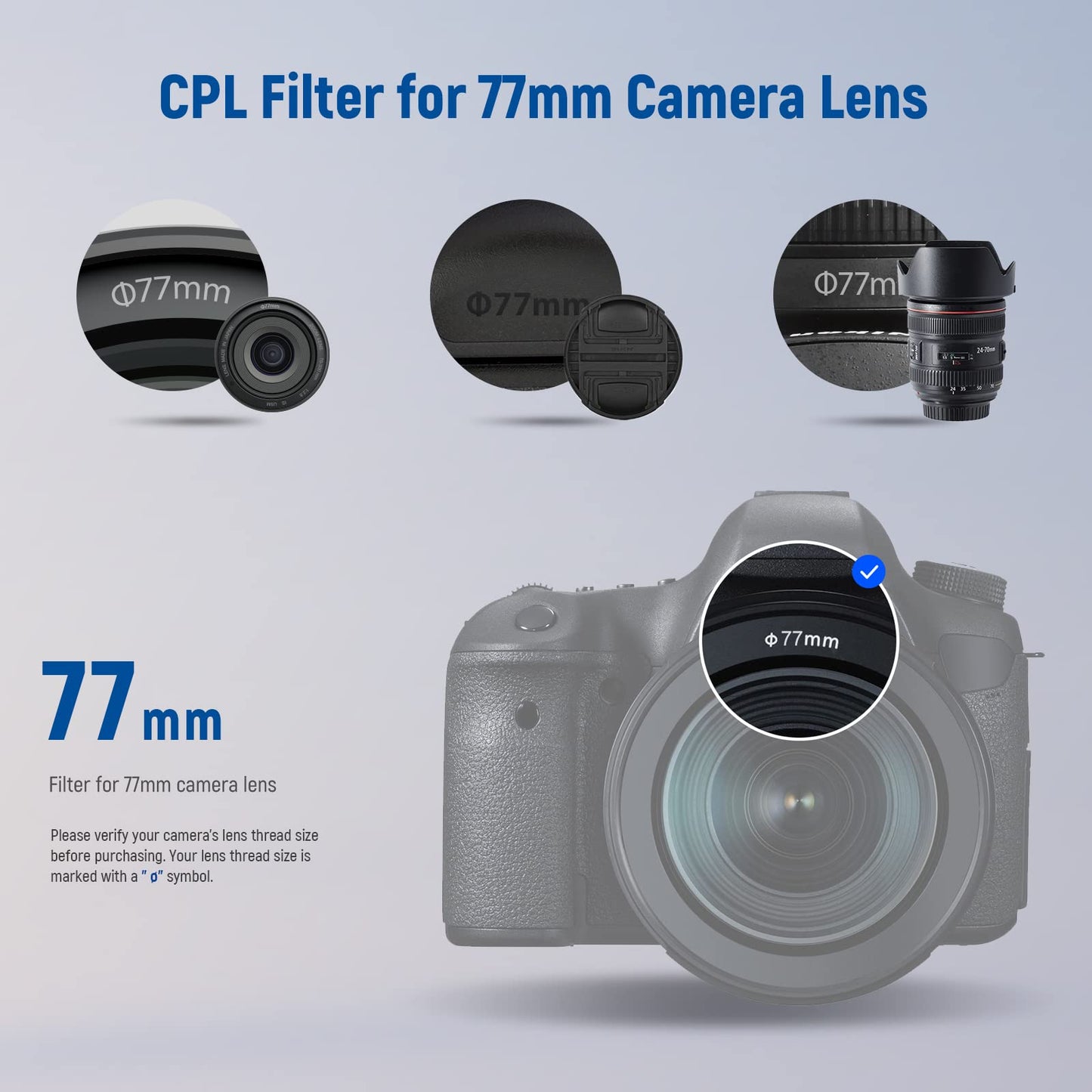 NEEWER 77 mm polarization filter (polarizing filter), CPL filter with 30-layer multi-layer polarizing film, reduce glare/improve contrast/ultra thin/reduce reflection/HD optical glass - 10100279