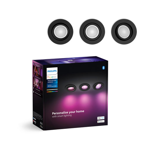 Philips Hue Centura Spoturi încastrate, Rotund, Pachet de 3, Negru - 8720169318977