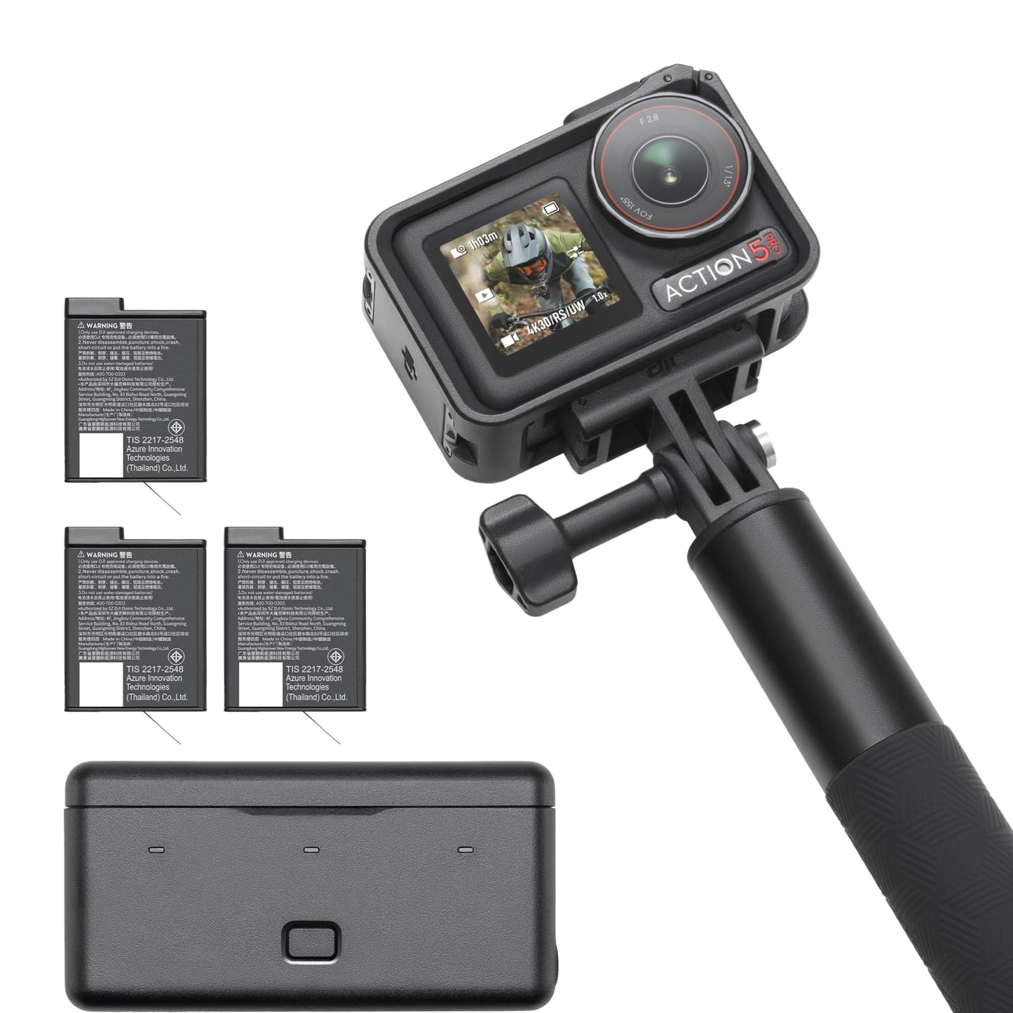 DJI Osmo Action 5 Pro Adventure Combo, Action Cam 4K with 1/1.3" sensor, 12 hours extended battery life with 3 batteries, stabilization, two OLED touchscreens, underwater camera for sports, vlog - 6941565981059