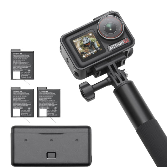 DJI Osmo Action 5 Pro Adventure Combo, Action Cam 4K with 1/1.3" sensor, 12 hours extended battery life with 3 batteries, stabilization, two OLED touchscreens, underwater camera for sports, vlog - 6941565981059