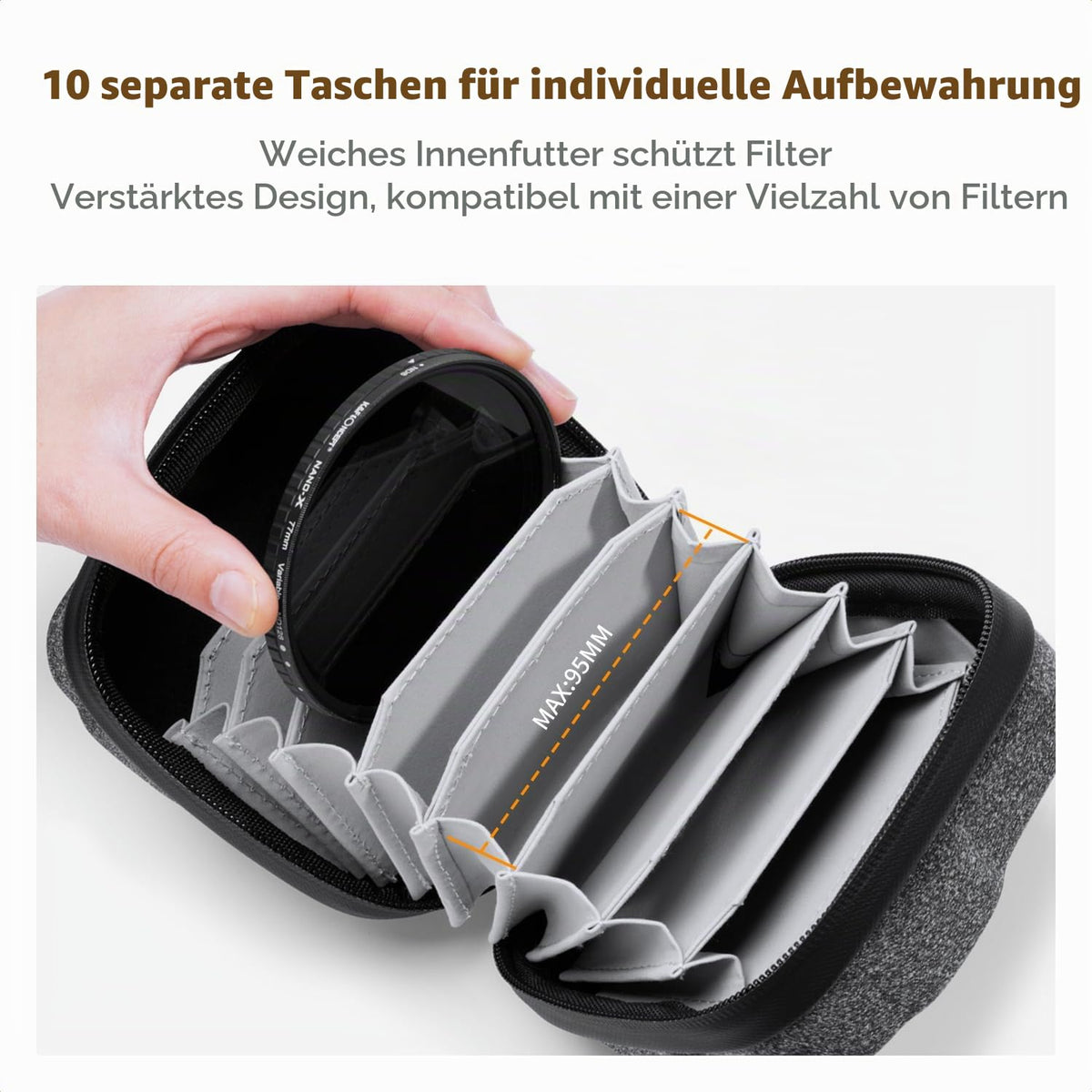 K&F CONCEPT Geantă pentru filtre de cameră, geantă pentru 10 filtre circulare - KF13.175