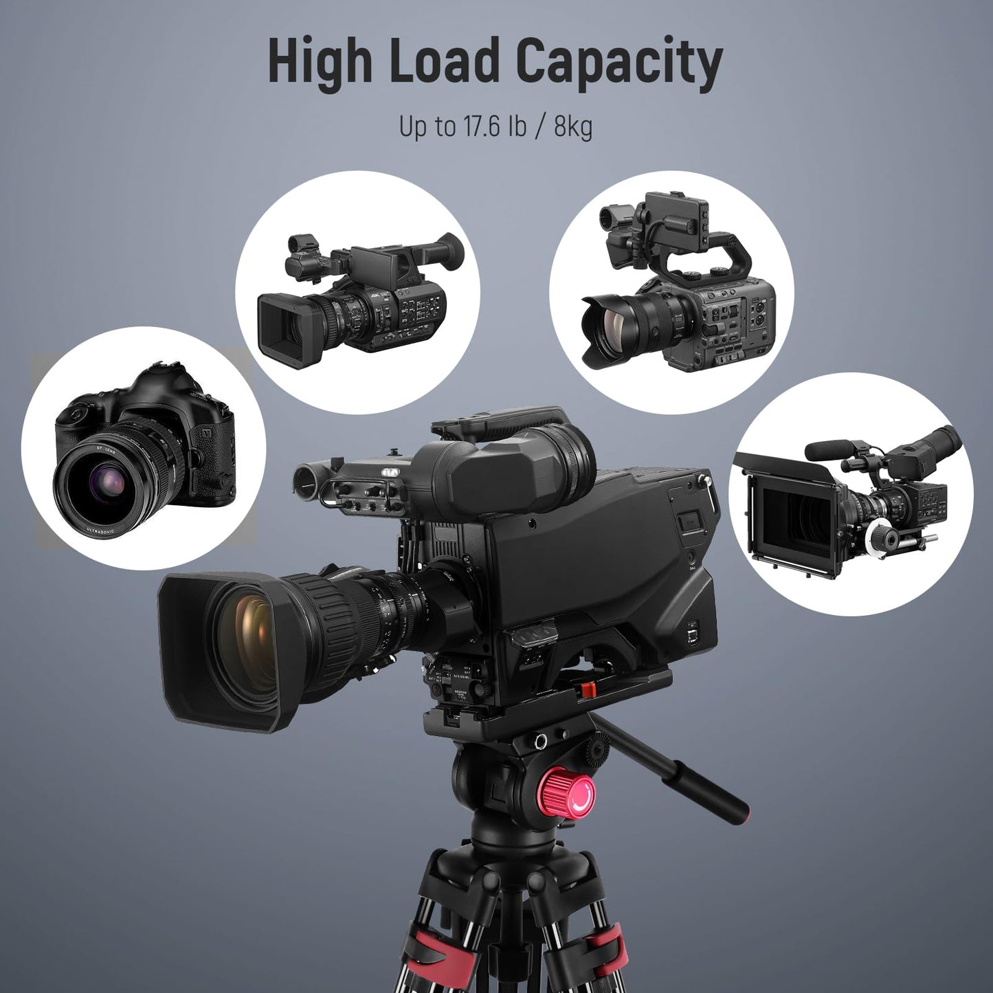 NEEWER 200cm video tripod, robust camera tripod made of aluminum alloy with 360° fluid head, quick release plate compatible with Canon Nikon Sony and other DSLR camera camcorders, 8kg load capacity - TP-M200