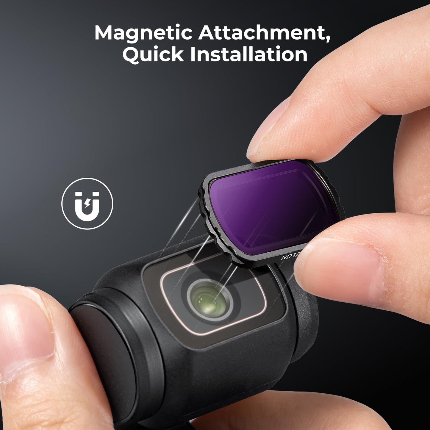 K&F CONCEPT magnetic ND filter set, compatible with DJI OSMO Pocket 4 and Pocket 3, pack of 4 ND4, ND8, ND16, ND32 filters, Osmo Pocket 4/3 accessories (aluminum frame) - SKU.2093