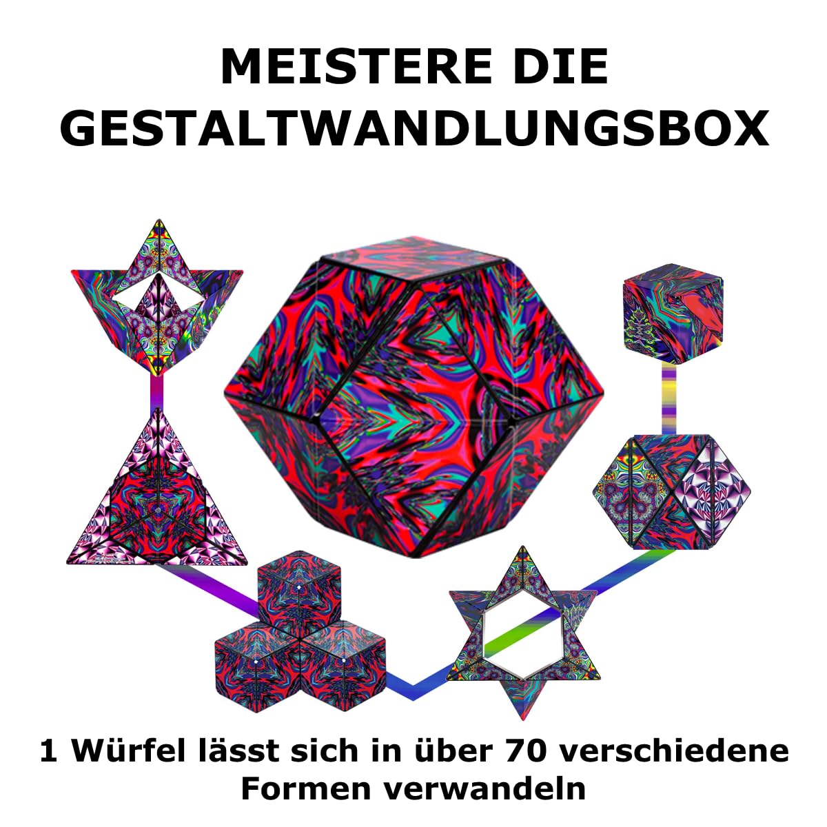 Shashibo Shape Changing Box - Award-winning, patented fidget cube with 36 rare earth magnets - transforms into over 100 shapes (chaos) - Chaos