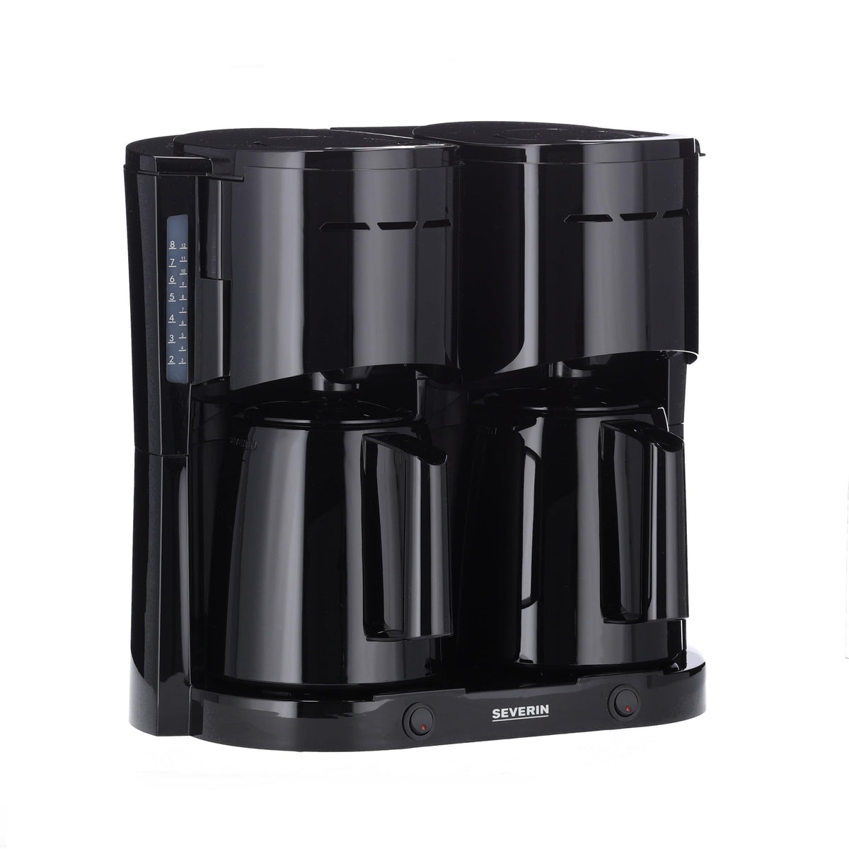 Severin duo filter coffee machine with thermal jug, coffee machine for up to 16 cups, attractive filter machine with 2 vacuum jugs, black, KA 9315