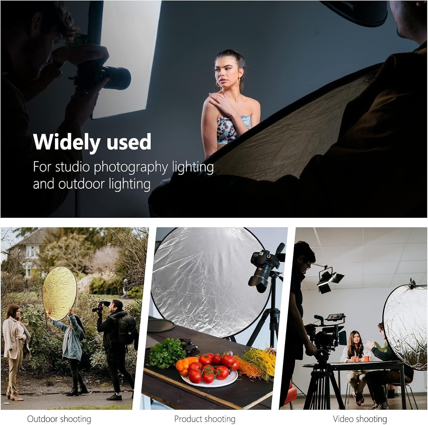 NEEWER 110cm Light Reflector Diffuser 5 in 1 Foldable Multi Disc with Bag - Translucent, Silver, Gold, White and Black, Photo Reflector for Outdoor Studio Photography Lighting, RF-110 - 10000076