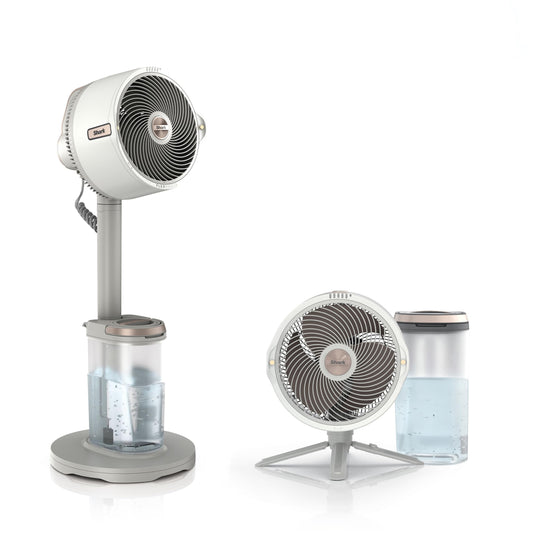 Shark FlexBreeze Pro Mist Ventilator fără fir pentru interior și exterior cu sistem de pulverizare, rezervor portabil de pulverizare, suport de 20 m și ventilator de masă, 5 setări de viteză, silențios, telecomandă, Dove FA300WHEU