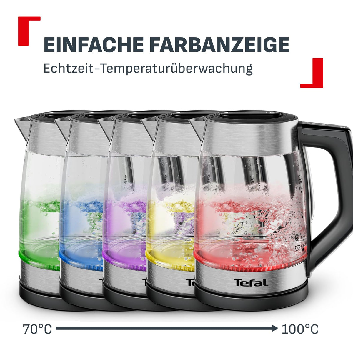 Tefal Express fierbător electric, 1,7 L, control prin mână, afișaj colorat - KO760DE0