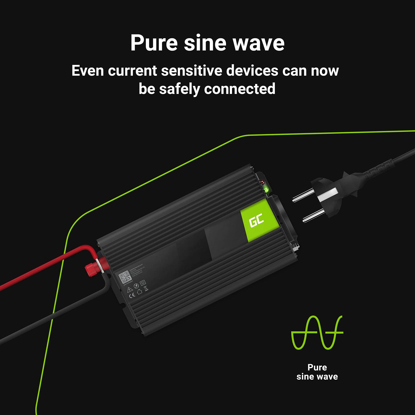 Green Cell® 500W/1000W 24V to 230V Pure Sine Volt Car Voltage Converter Inverter Converter Pure Sine Wave Power Solar Inverter DC AC Converter Current Converter Cigarette Lighter Socket - INV17