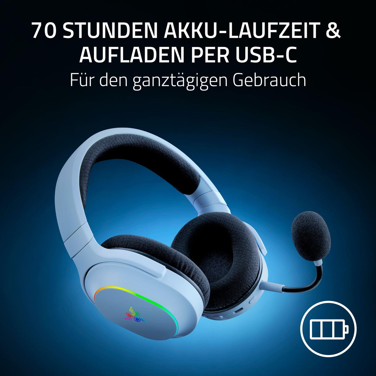 Razer Barracuda X Chroma - căști de gaming wireless pentru multiple platforme cu 6 zone Chroma RGB (SmartSwitch Hyperspeed & Bluetooth, driver de 40mm, microfon cardioid HyperClear detașabil) Alb - RZ04-05220200-R3M1
