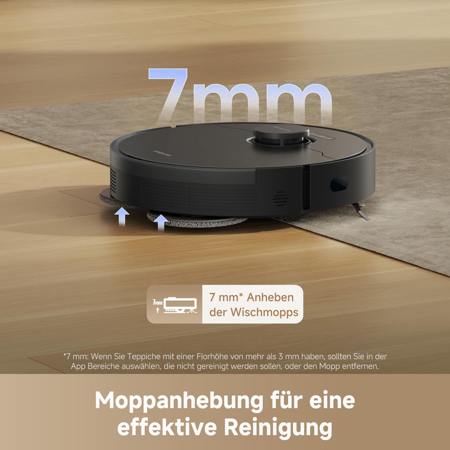 DREAME L10s Pro Gen3, intelligent vacuum and mopping robot, Vormax suction power with 13,000 Pa, DuoScrub mopping system, automatic mop lifting by 7 mm, powerful carpet cleaning, 5,200 mAh battery, black - RLL42SDA