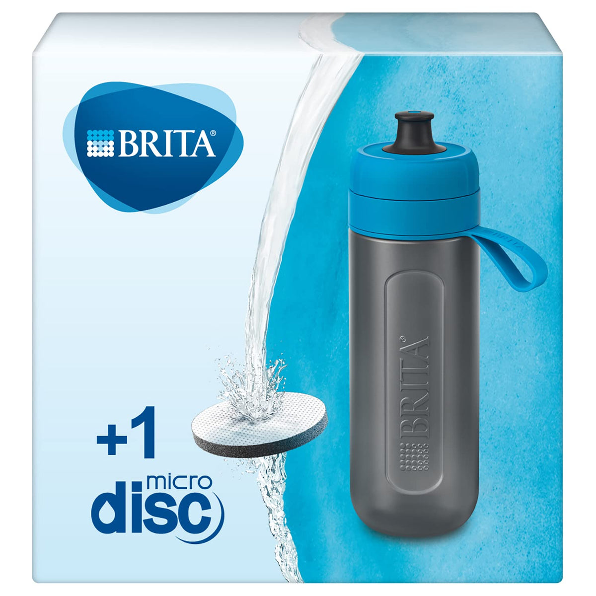 BRITA Sticlă de filtrare a apei albastră (600ml) / Sticlă de băut practică cu filtru de apă pentru deplasare din plastic fără BPA / Filtrează în timpul băutului / Potrivită pentru mașina de spălat vase - S1200