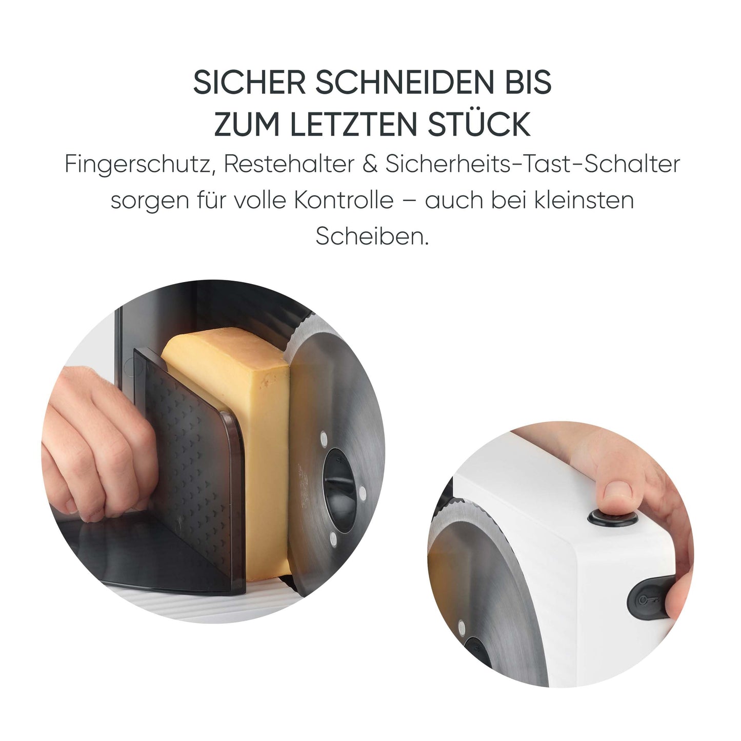 Severin all-purpose slicer for bread, cold cuts or cheese, bread slicer with infinitely adjustable cutting thickness, slicer with finger protection, white-black, AS 3912