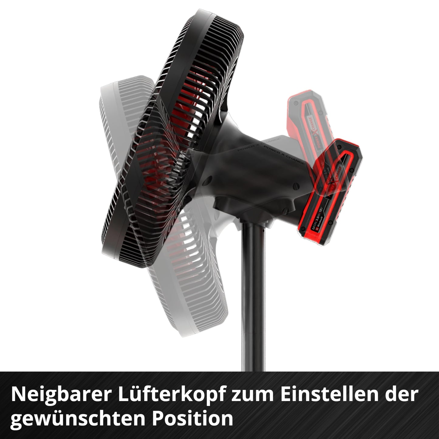 Einhell cordless fan GE-CF 18/320 P Li-Solo Power X-Change (18 V, stand fan, 4 speed levels, automatic swivel function, height adjustable, without battery) - 3408071