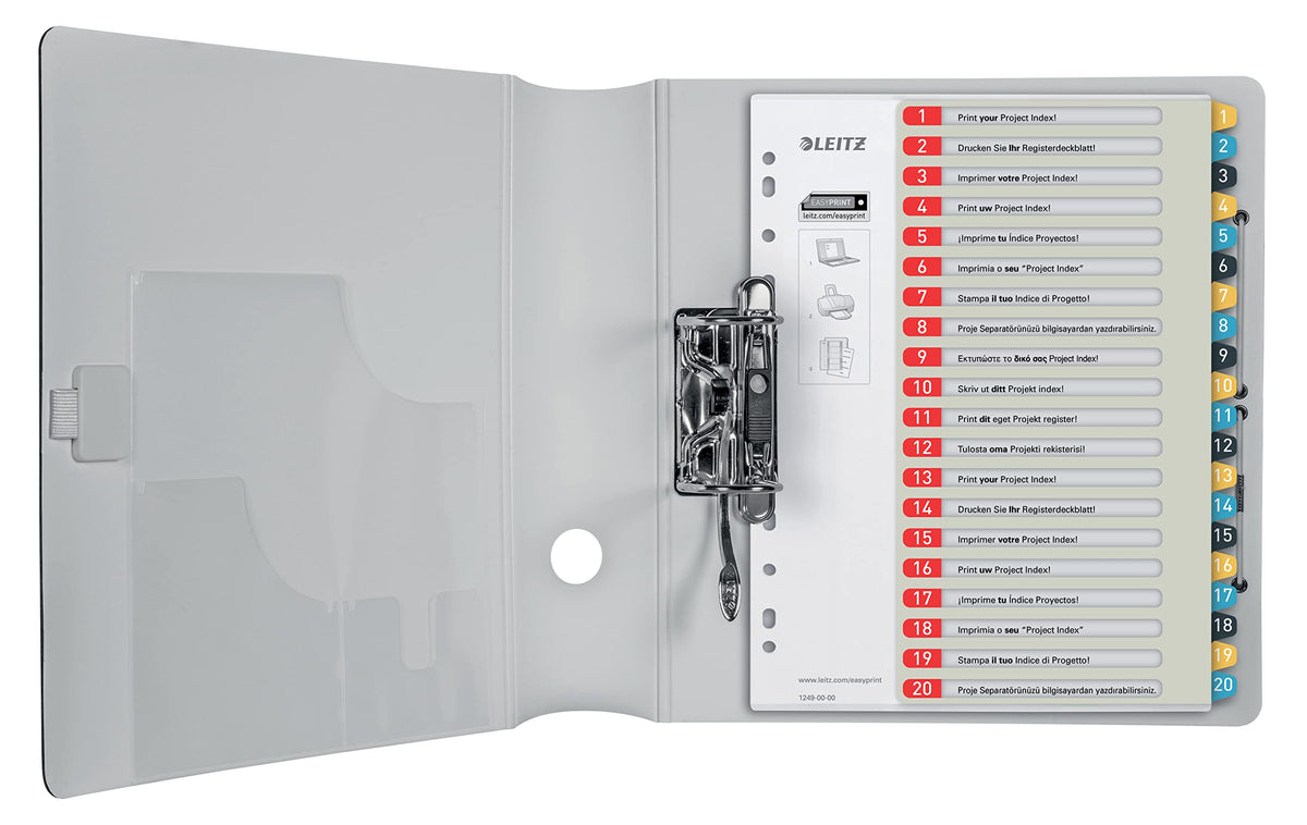 Leitz PC-writable register in A4 format, 1-20, pack of 10, robust, multi-colored, cozy series, 12490000 - 12490000-10