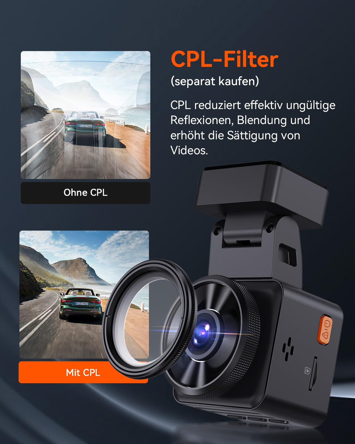 VANTRUE E1 lite 1080P Mini Dashcam Front, HDR 30fps 160 ° Wide Angle