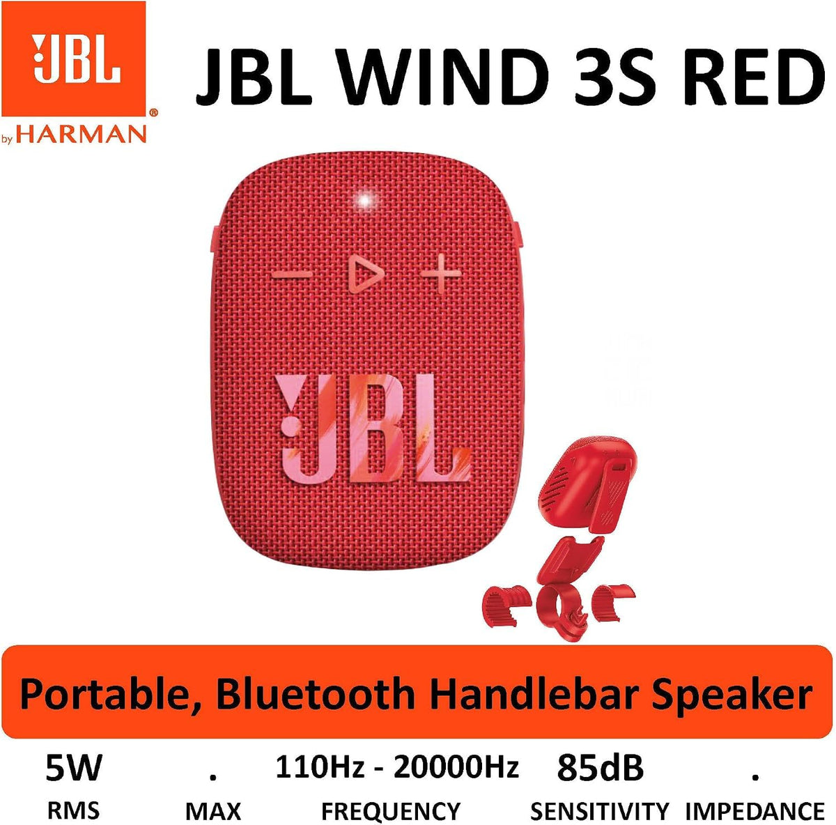 JBL Wind 3S Bicycle Speaker Bluetooth, IP67, 5 W, Red