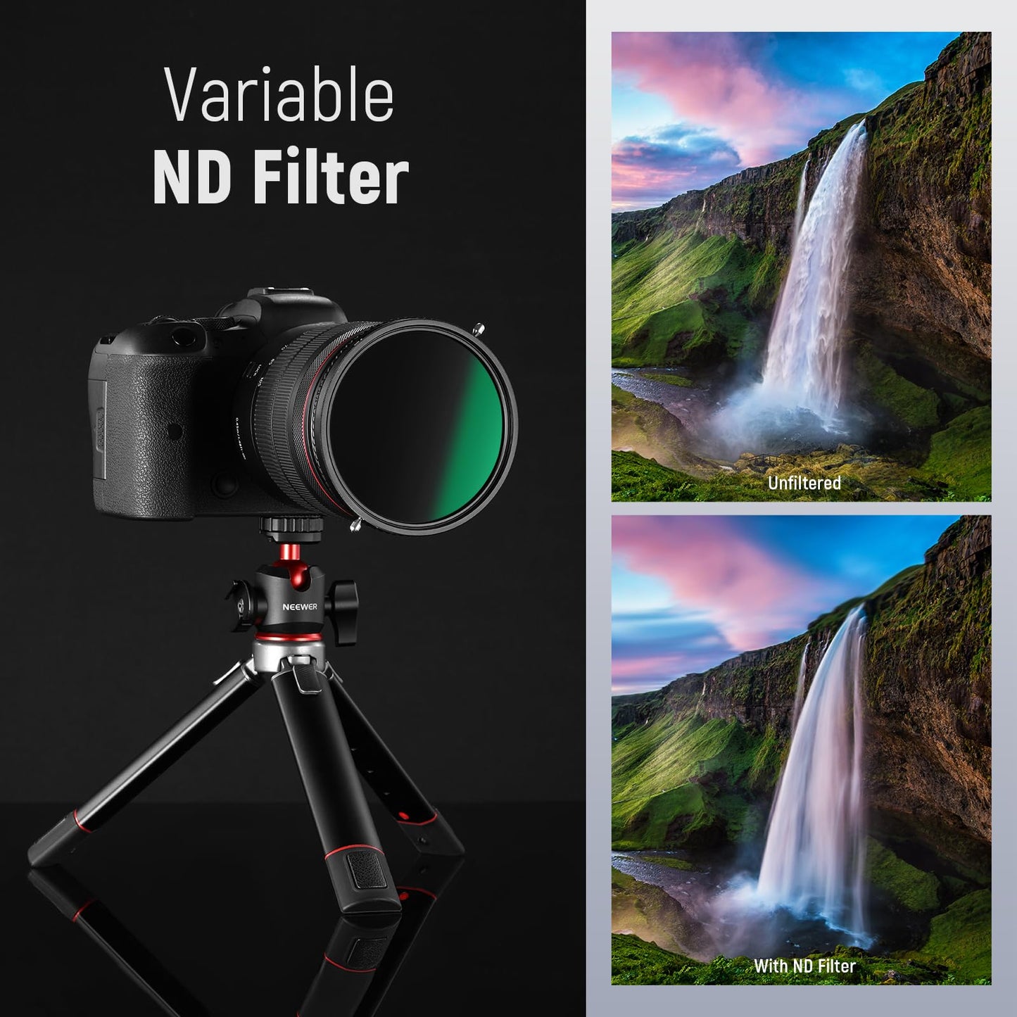 NEEWER 2 in 1 variable ND filter 49mm ND2-ND32 and CPL (polarizer), without X/optical glass HD/multi-layer/ultra-thin/water-repellent/scratch-resistant - 10102084
