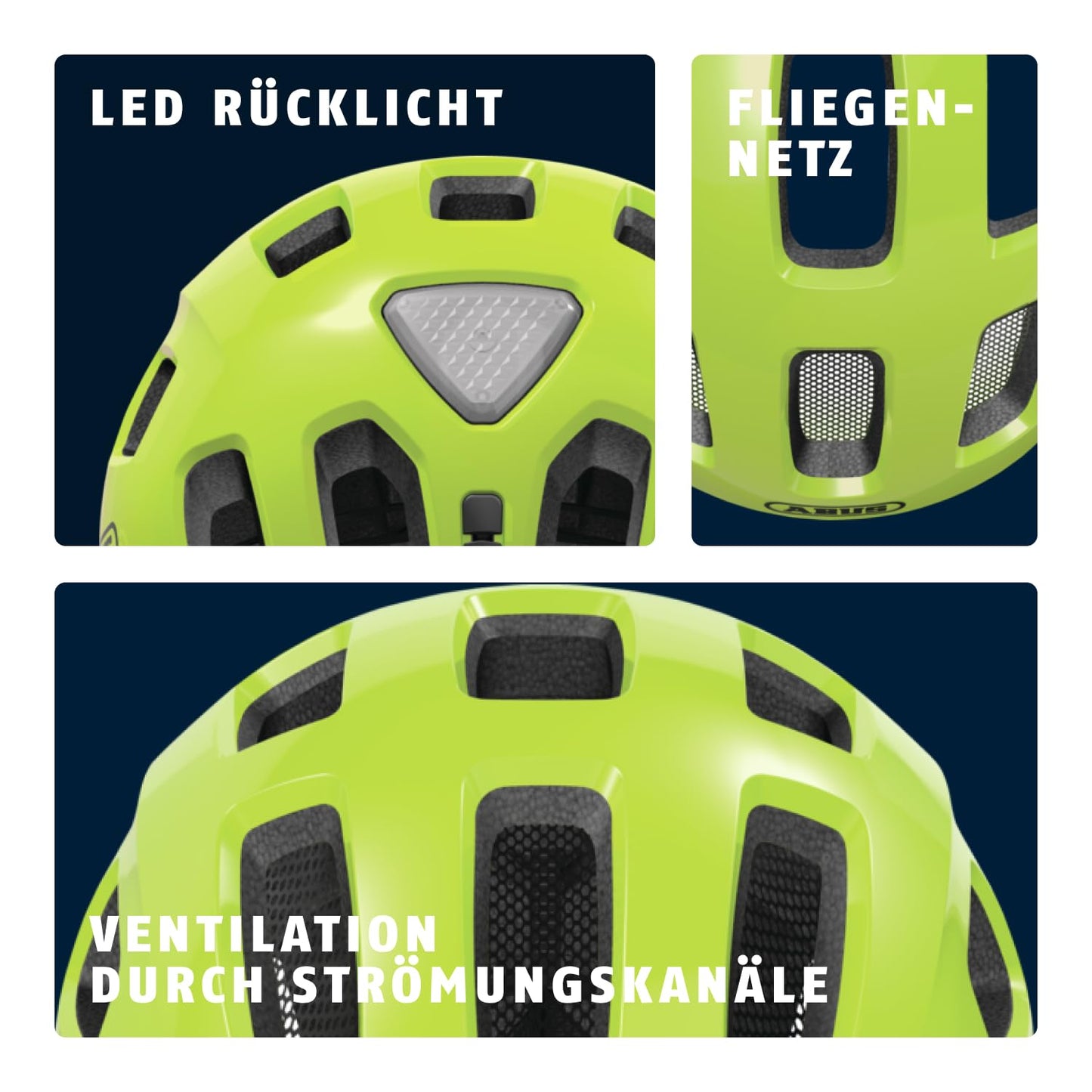 ABUS Youn-I 2.0 bicycle helmet - with light for children, teenagers and young adults - for girls and boys - yellow, size S - 40162